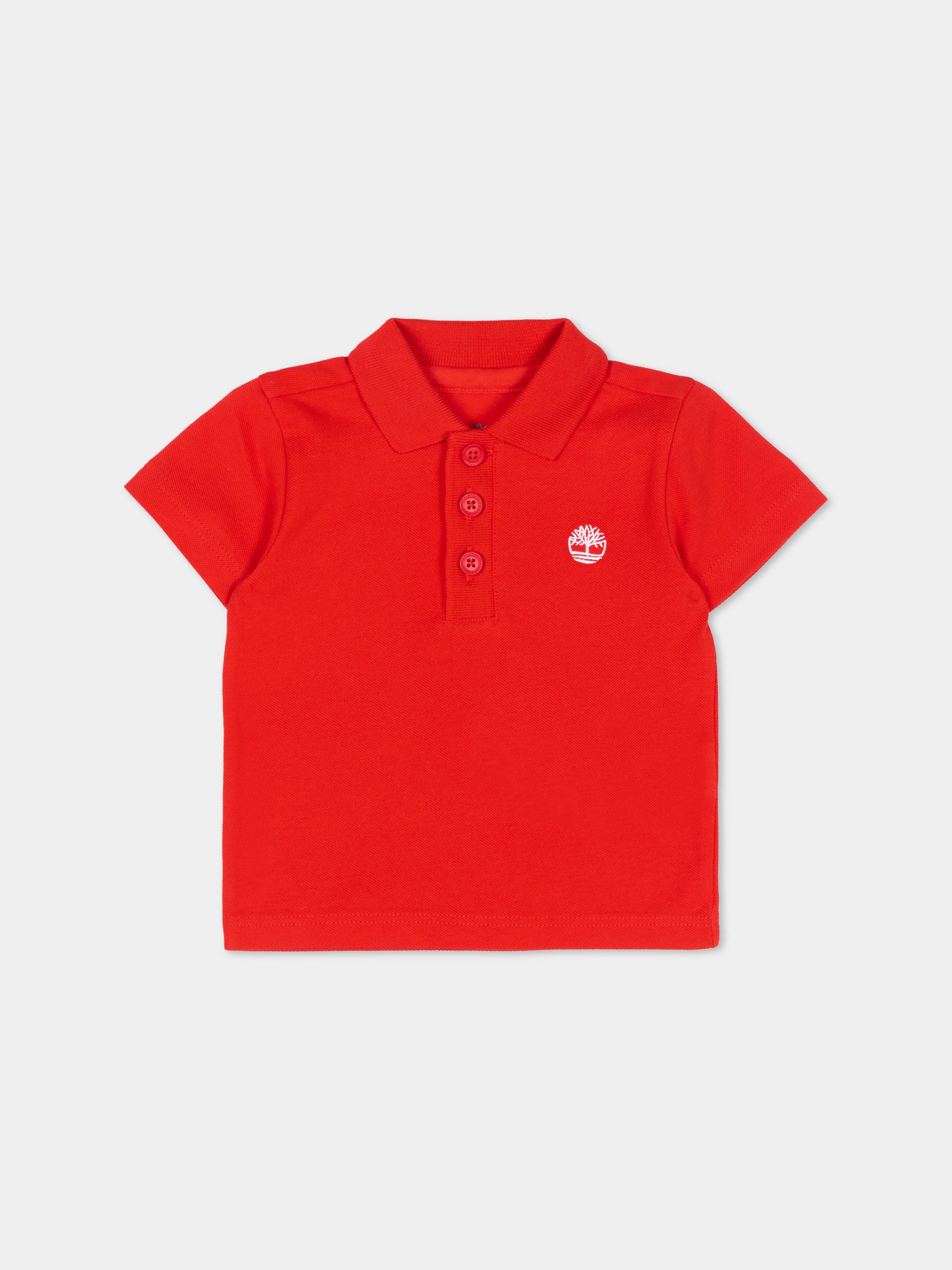 Polo rossa per neonato con logo,Timberland,T60875 97E