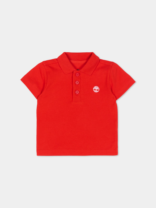 Polo rossa per neonato con logo,Timberland,T60875 97E