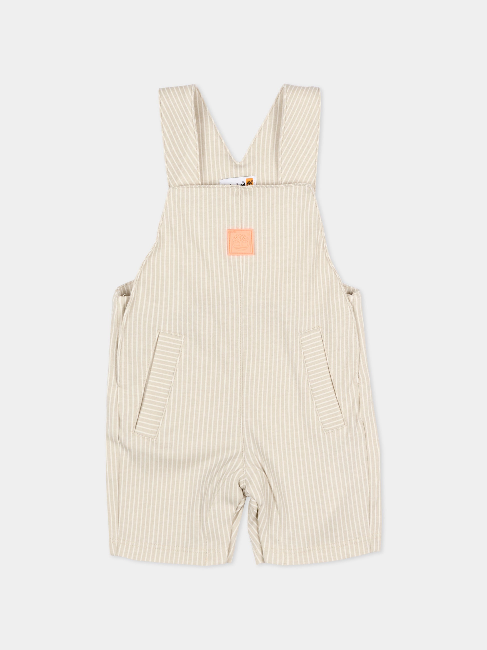 Salopette beige per neonato a righe,Timberland,T60883 N52
