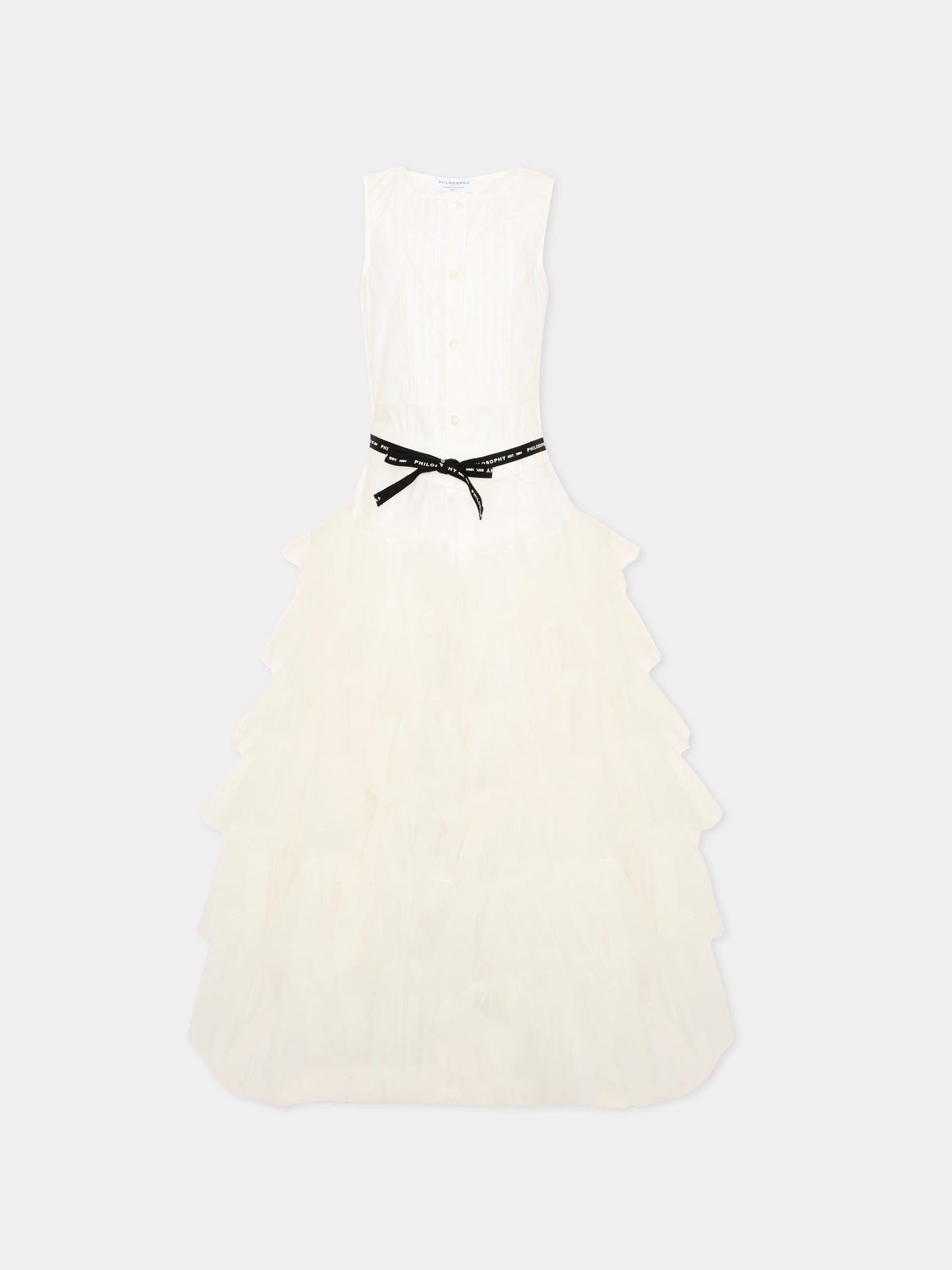 Abito elegante avorio per bambina con logo,Philosophy,I1G201 - 7116 - 0001