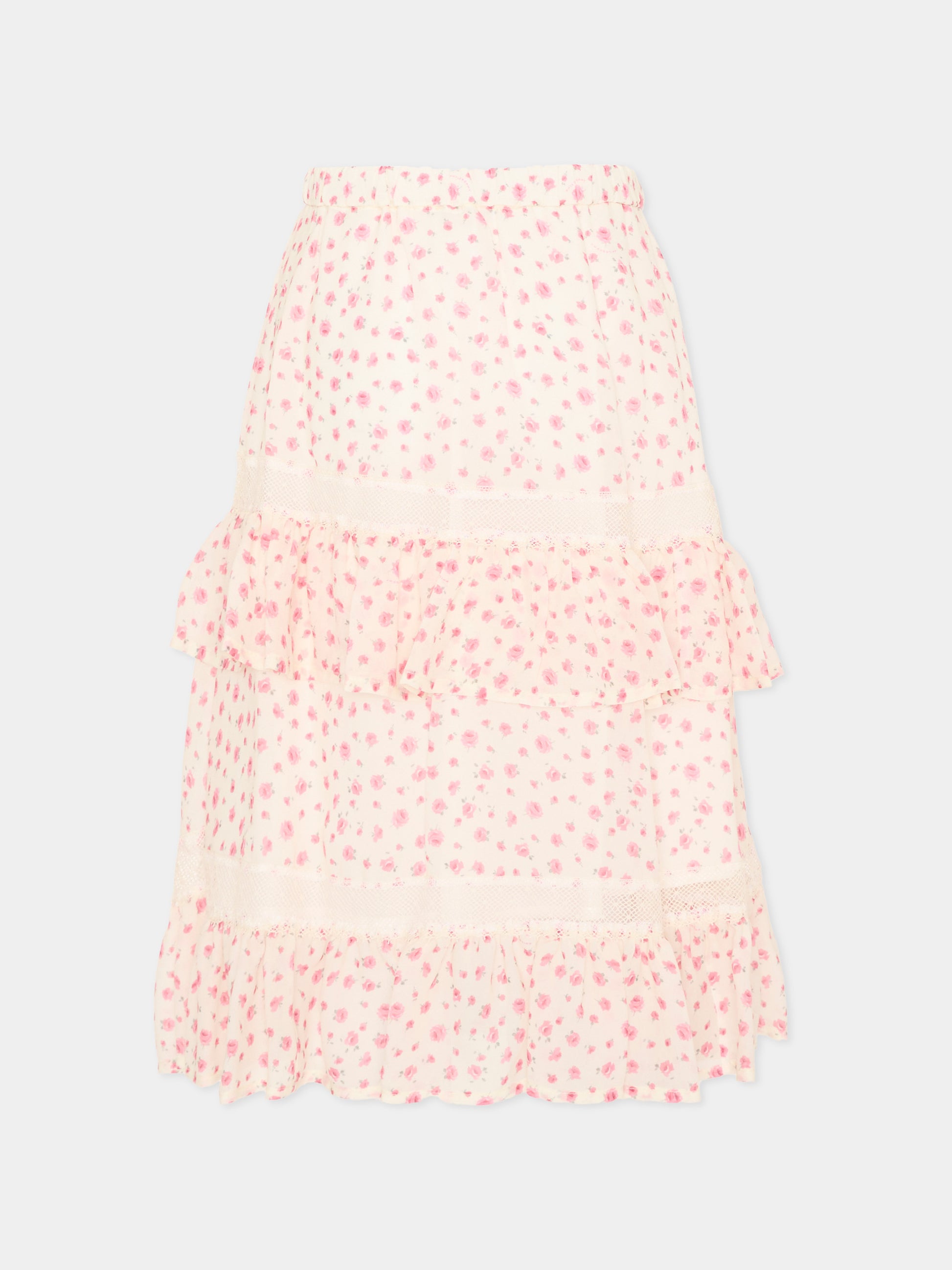 Gonna rosa per bambina floreale,Philosophy,I1G706 - 7602 - 0294