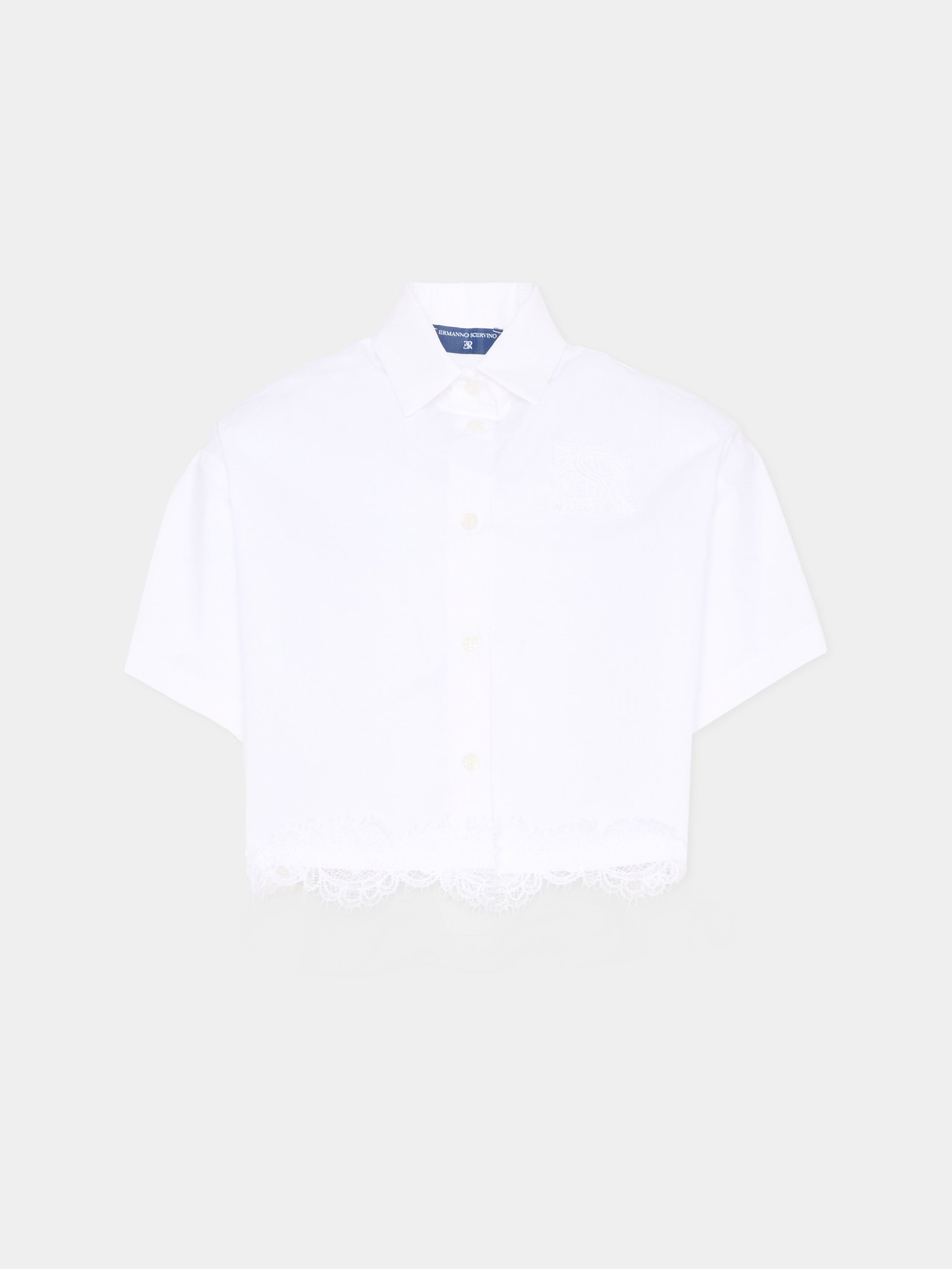 Camicia bianca per bambina con pizzo,Ermanno Scervino Junior,Z1G309 - 7116 - 0099