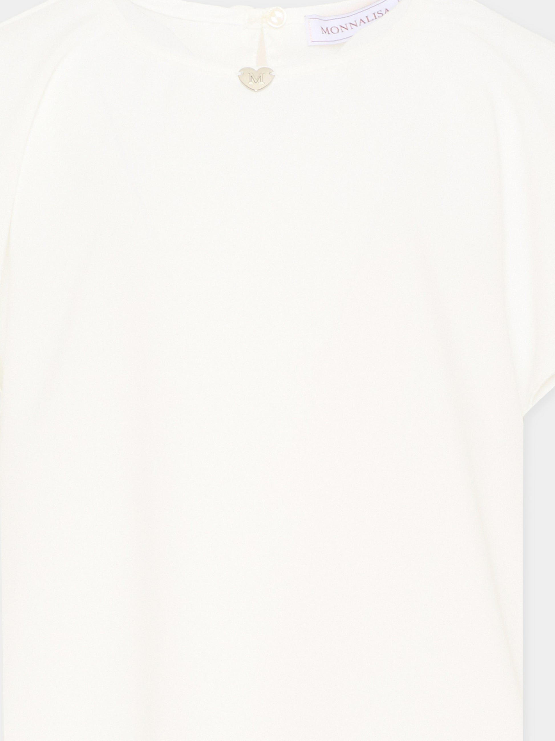 Top bianco per bambina con maniche alette,Monnalisa,17G303 - 7113 - 0001