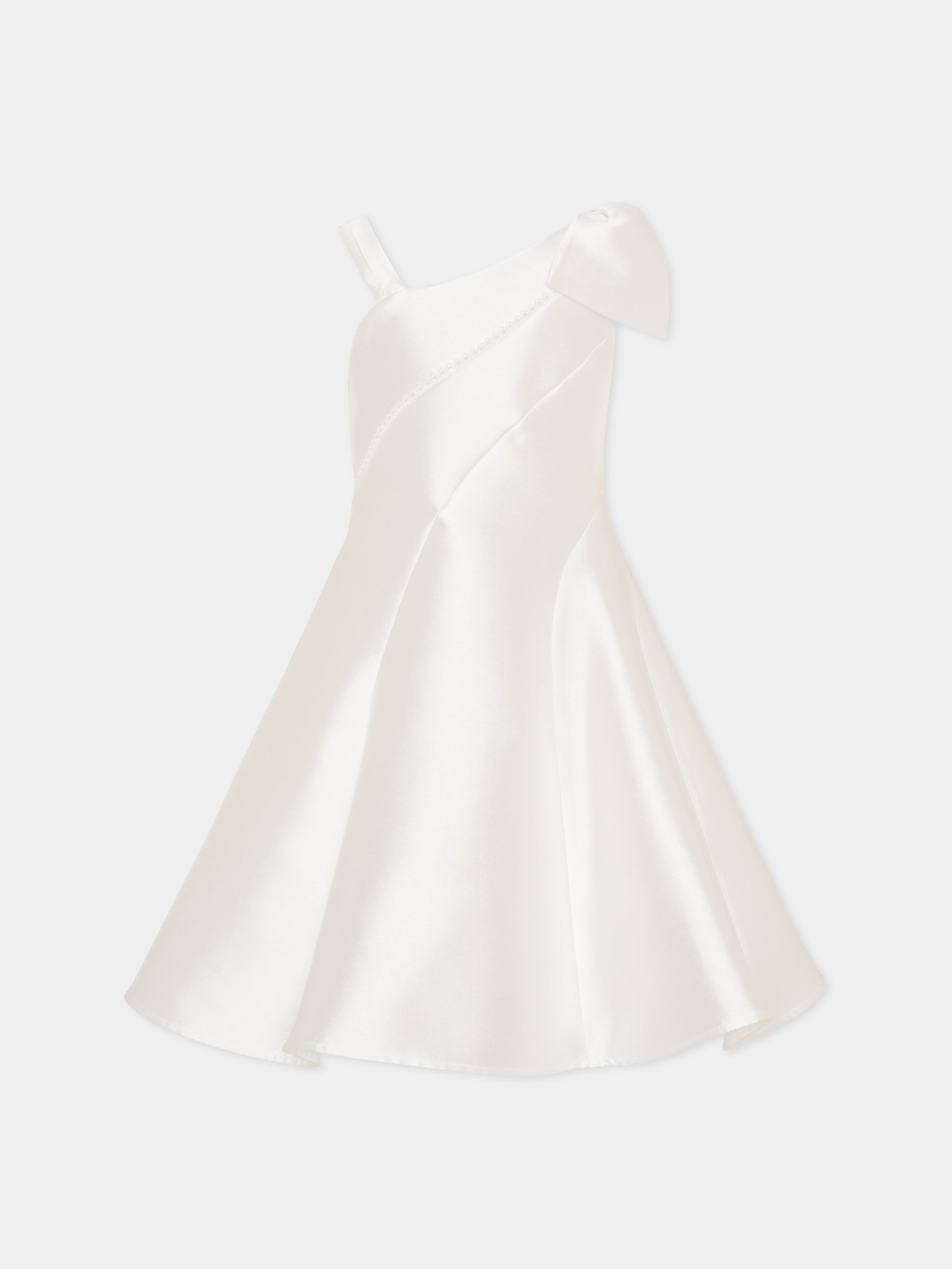 Vestito avorio per bambina con fiocco,Monnalisa,71G901 - 7304 - 0001