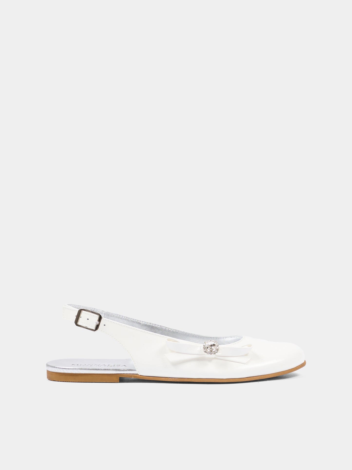 Ballerine bianche per bambina con fiocco,Monnalisa,87G000 - 7706 - 0099
