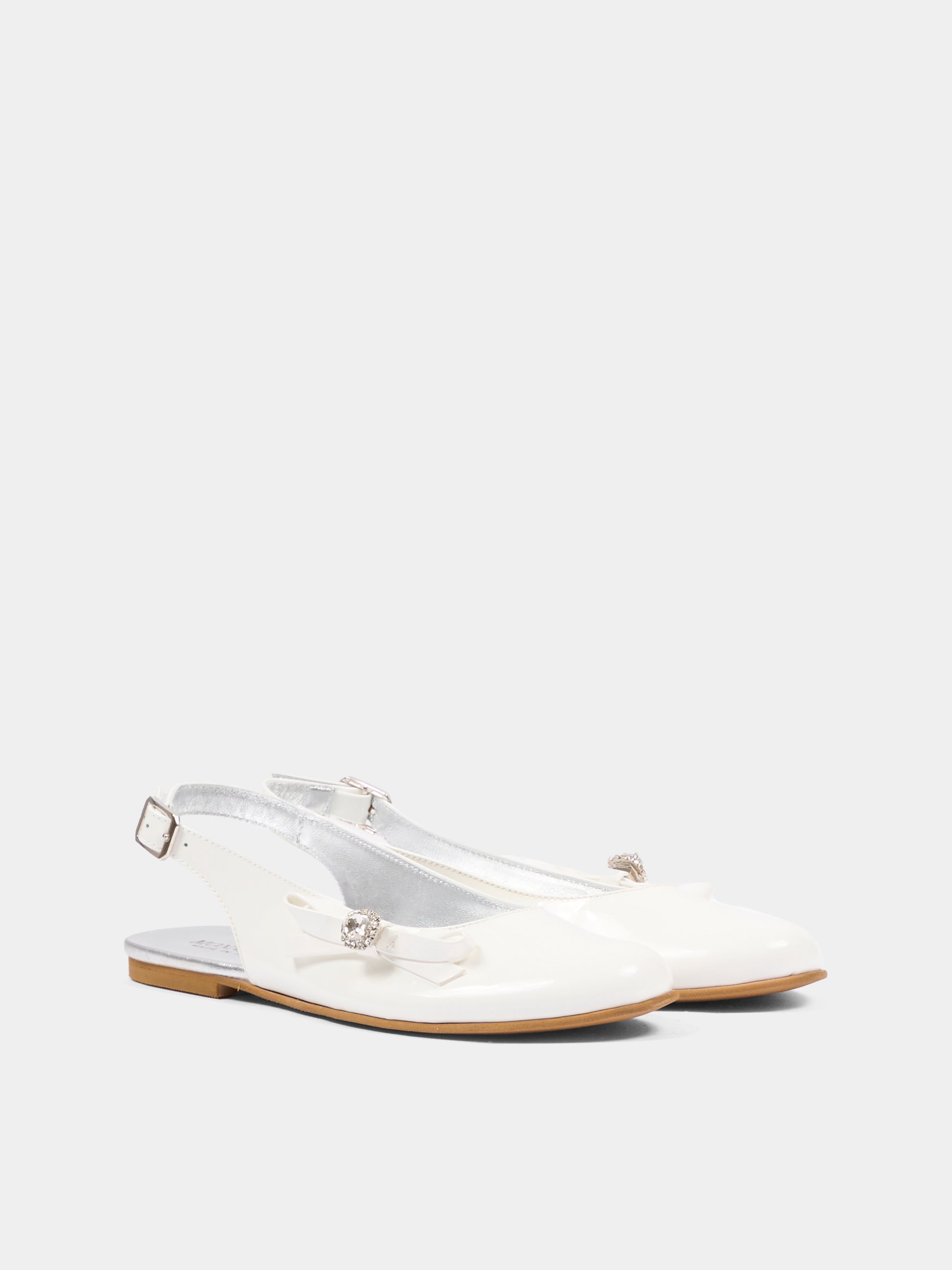 Ballerine bianche per bambina con fiocco,Monnalisa,87G000 - 7706 - 0099