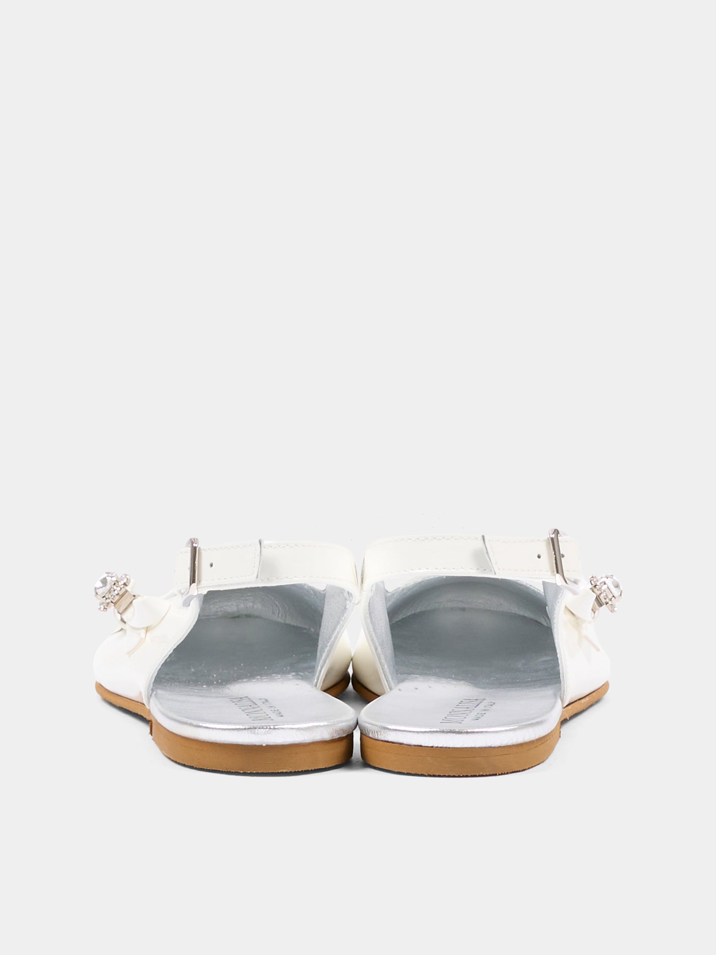 Ballerine bianche per bambina con fiocco,Monnalisa,87G000 - 7706 - 0099