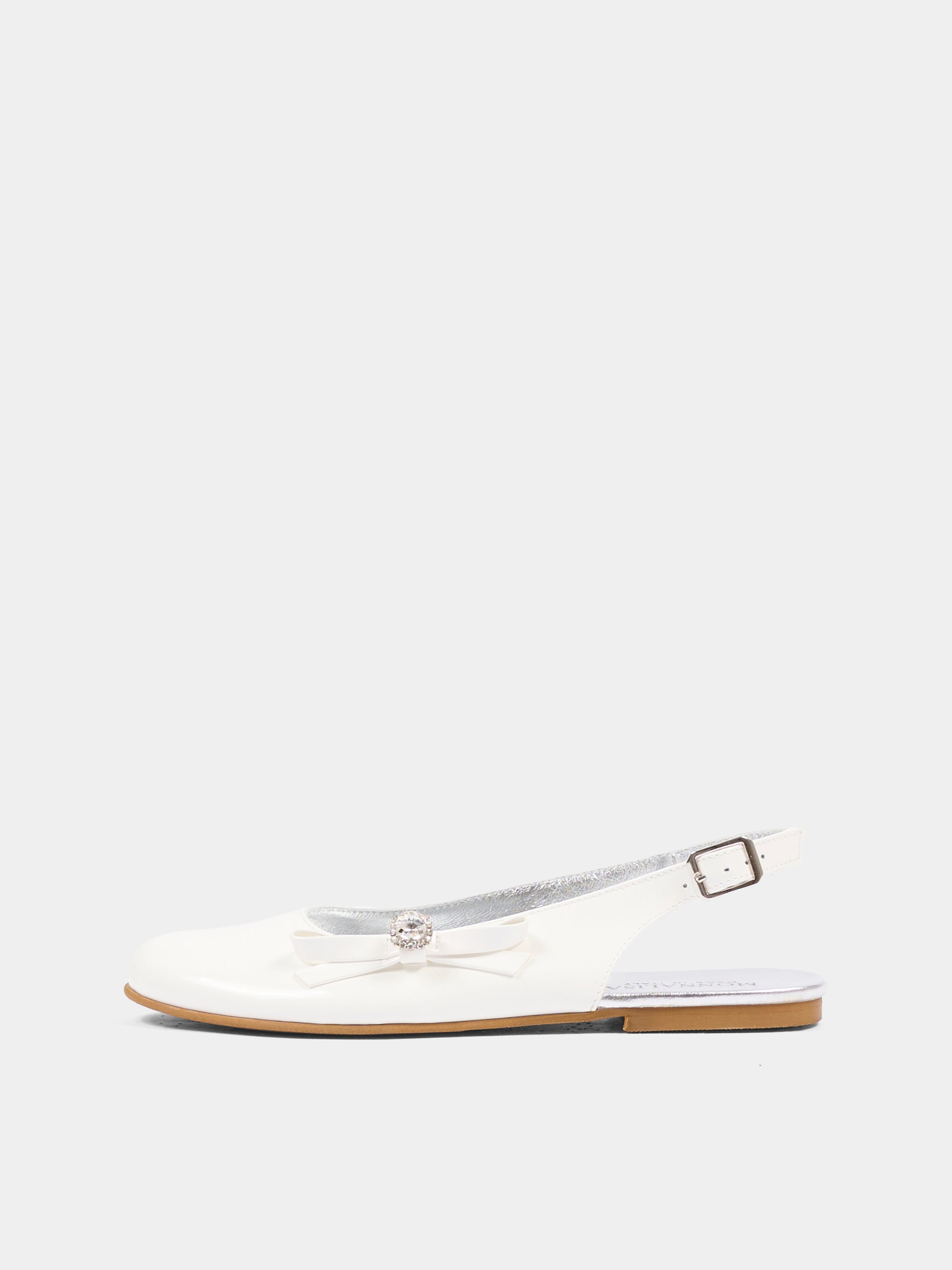 Ballerine bianche per bambina con fiocco,Monnalisa,87G000 - 7706 - 0099
