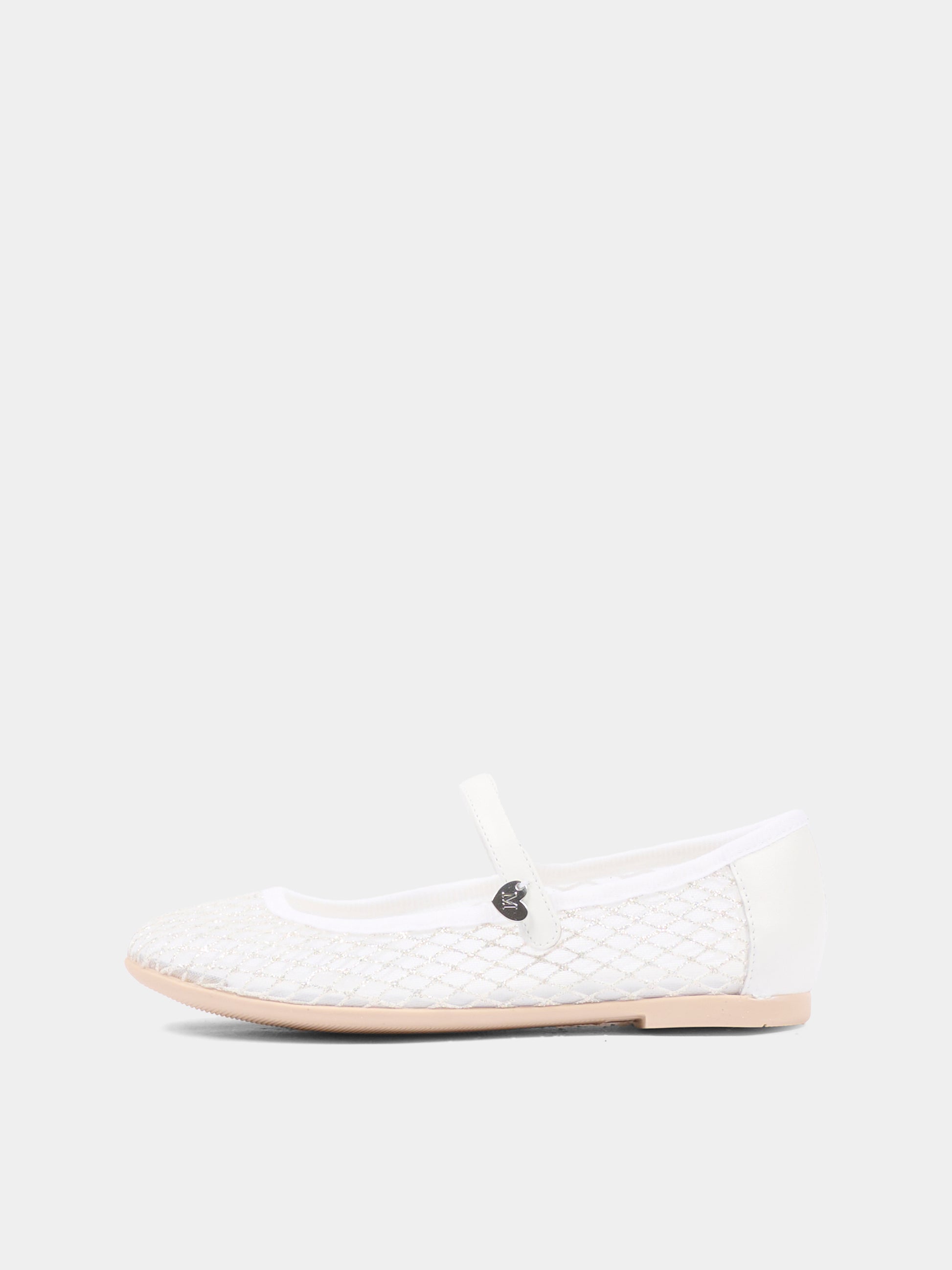 Ballerine bianche per bambina con cuore,Monnalisa,87G002 - 7704 - 0099