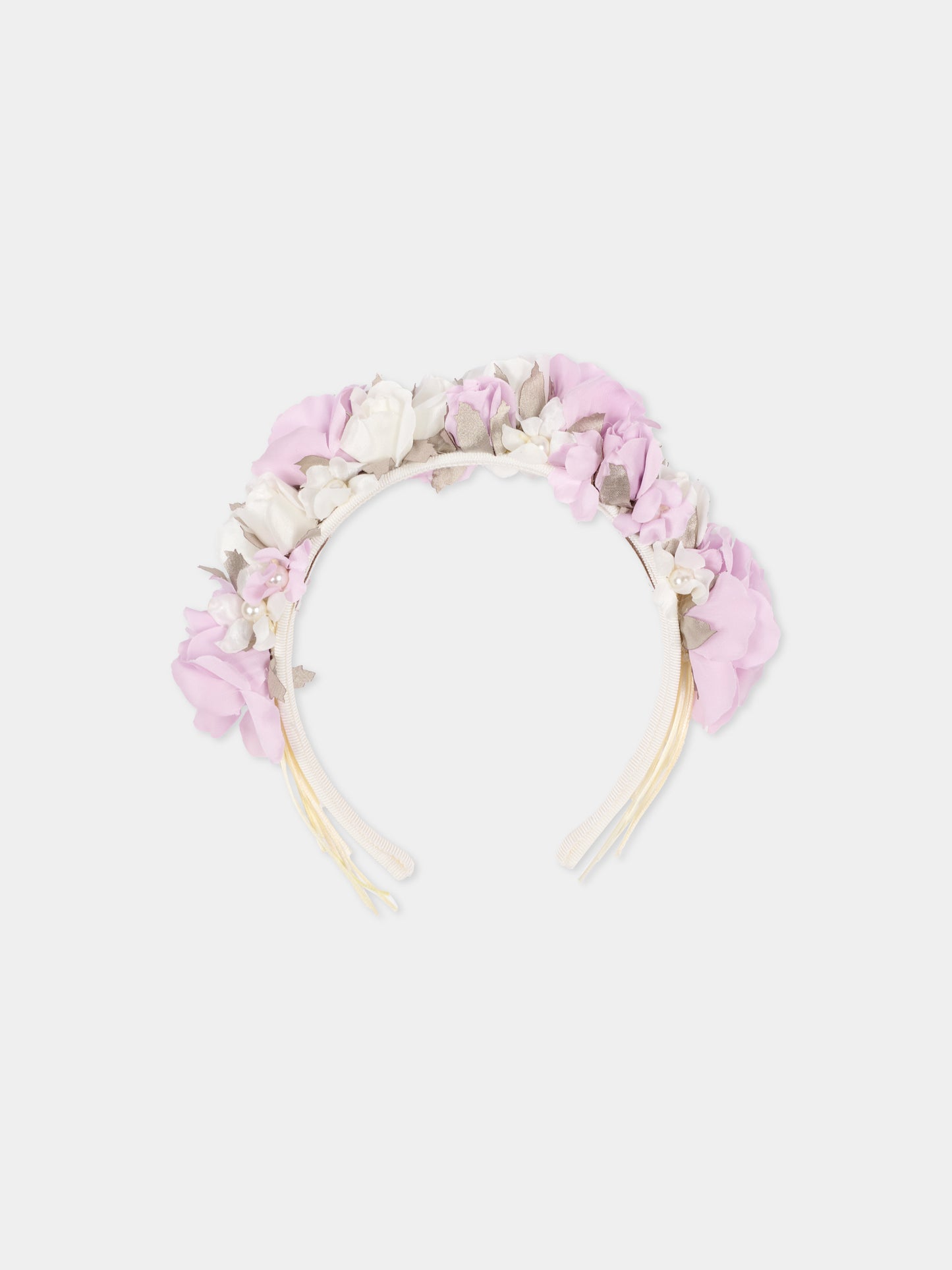 Cerchietto multicolor per bambina con fiori,Monnalisa,79G009 - 7744 - 0165