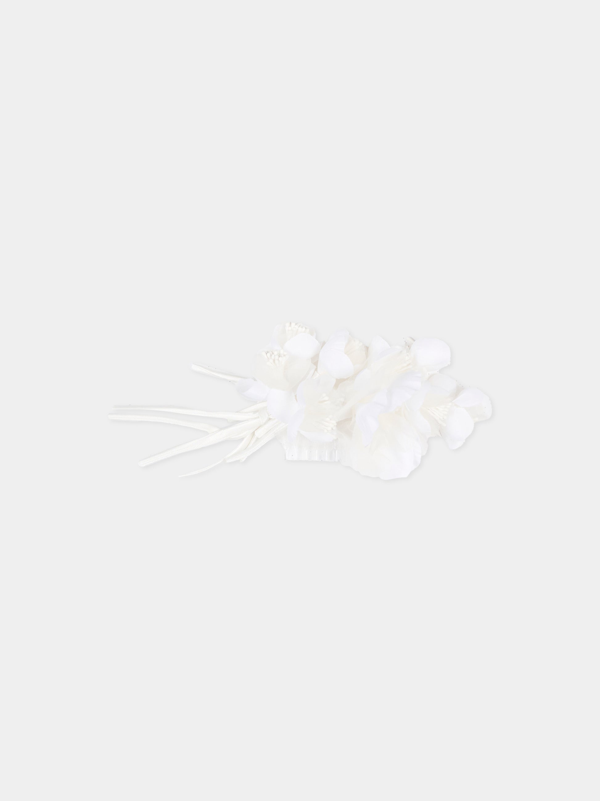 Fermaglio bianco per bambina con fiori,Monnalisa,79G010 - 7097 - 0001