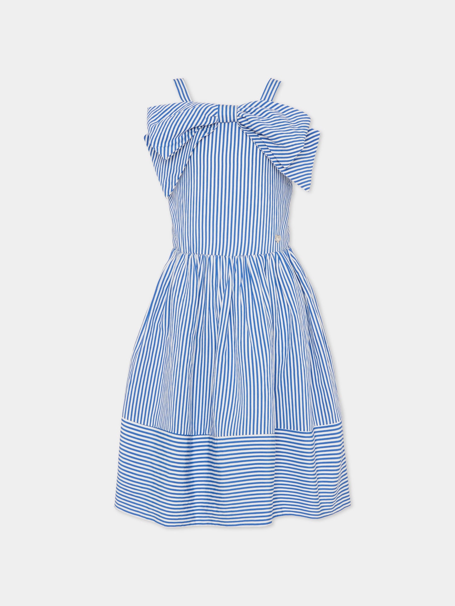 Vestito blu per bambina con fiocco,Monnalisa,11G914 - 7315 - 9956