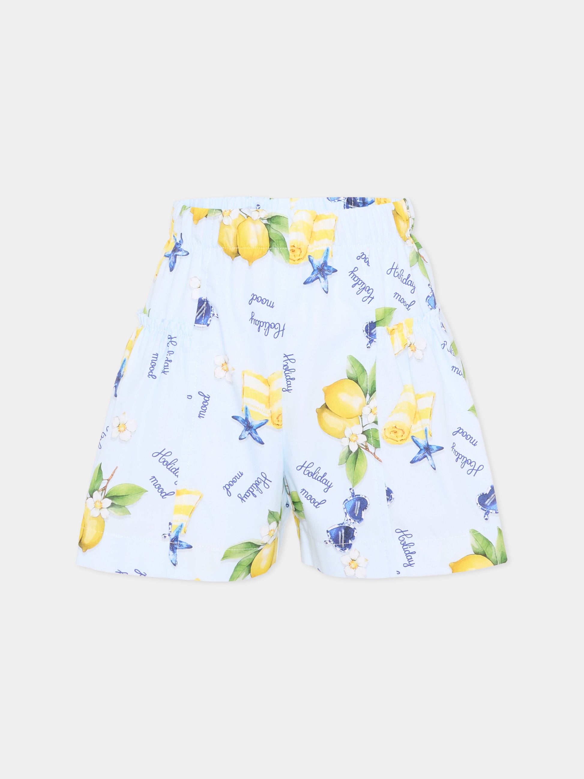 Shorts multicolor per bambina con limoni,Monnalisa,11G417 - 7624 - 0052