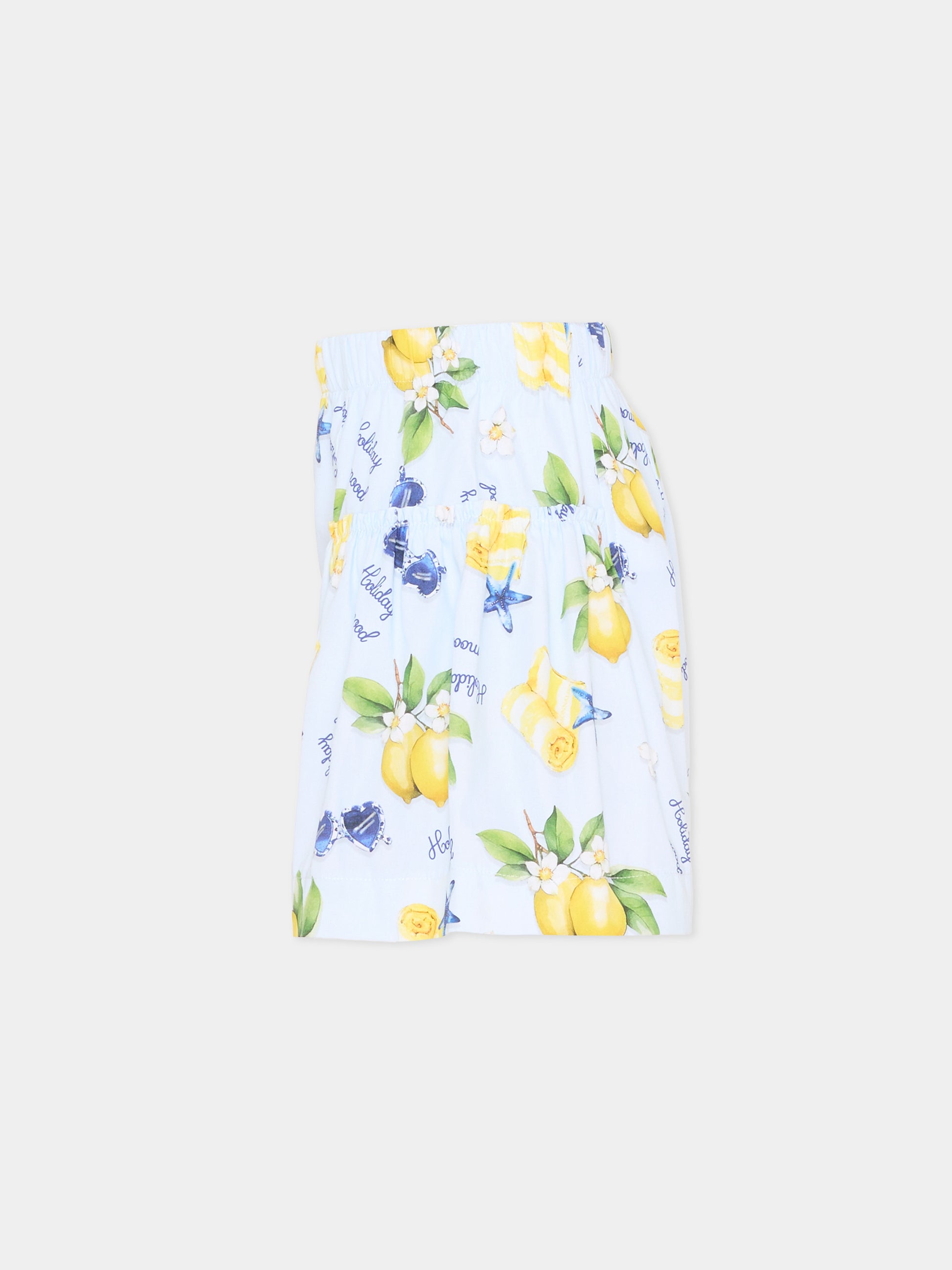 Shorts multicolor per bambina con limoni,Monnalisa,11G417 - 7624 - 0052