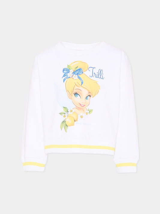 Felpa bianca Trilli per bambina,Monnalisa,19G619 - 7031 - 0099