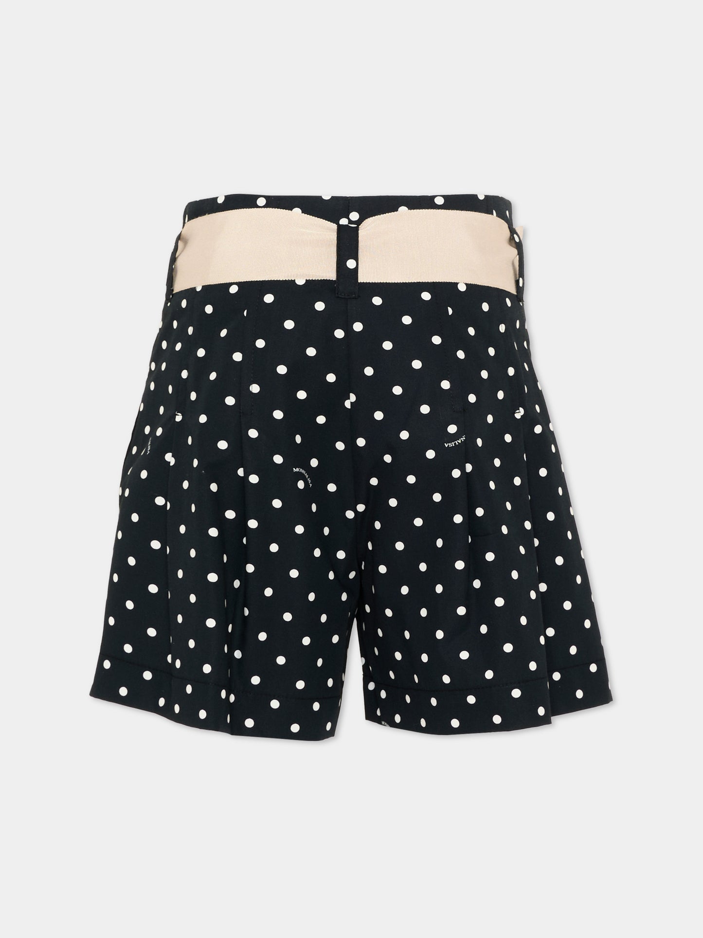 Shorts nero a pois per bambina,Monnalisa,11G413 - 7600 - 5099