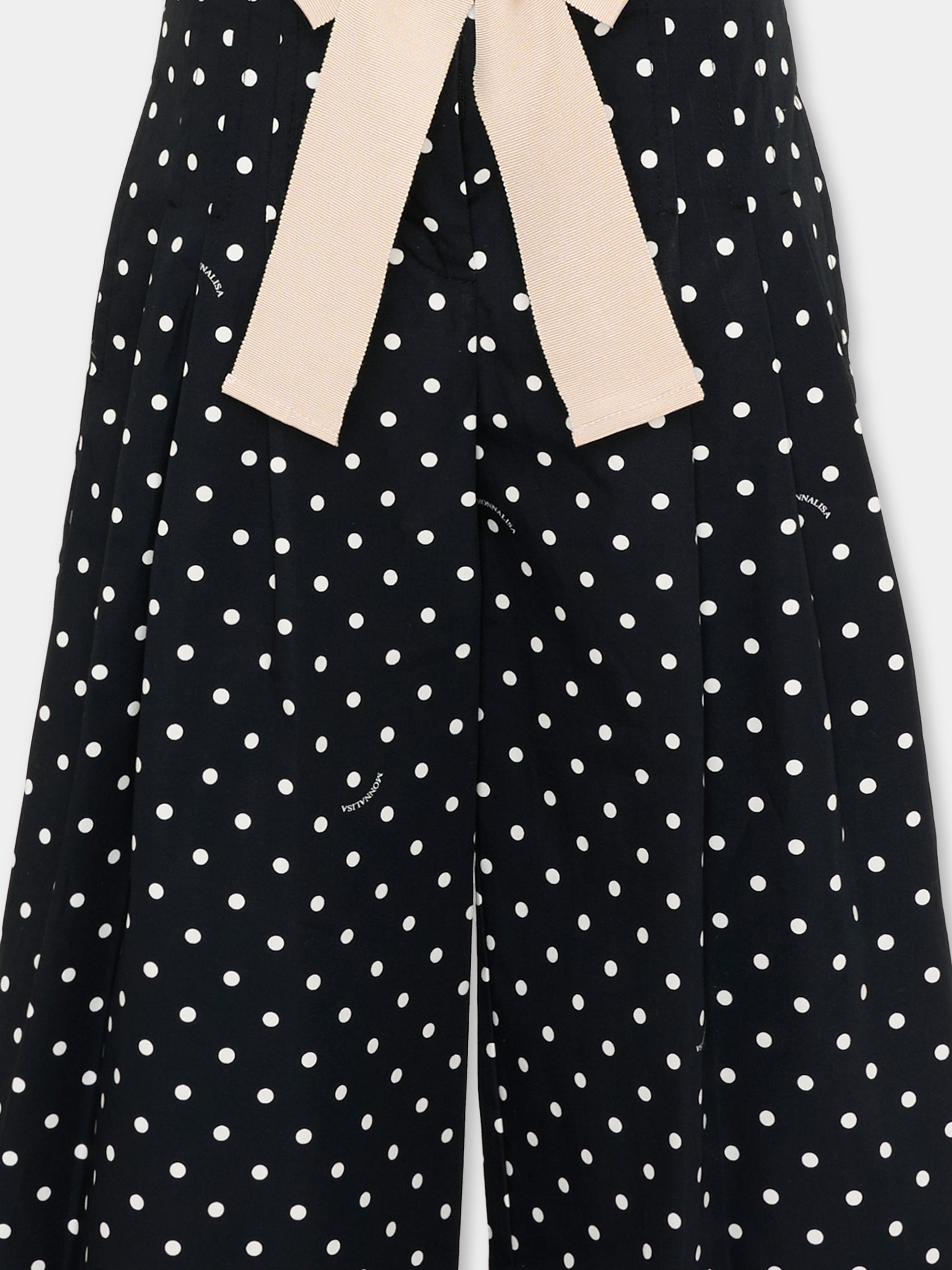 Pantaloni neri a pois per bambina,Monnalisa,11G414 - 7600 - 5099