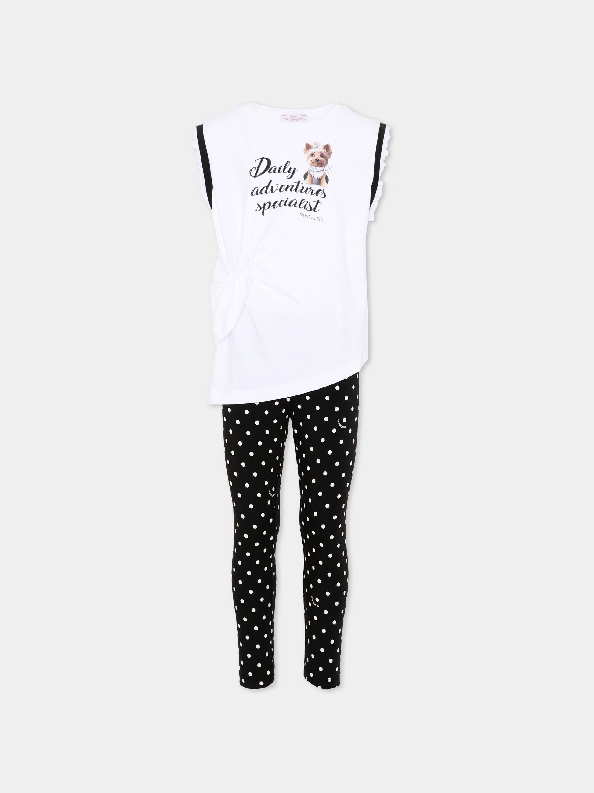 Completo sportivo multicolor per bambina con pois,Monnalisa,19G505 - 7032 - 9950