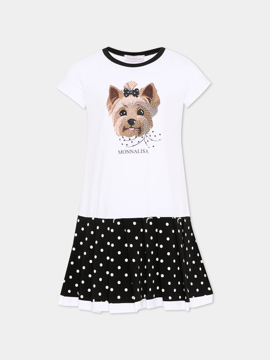 Vestito multicolor per bambina con strass,Monnalisa,19G919 - 7032 - 9950