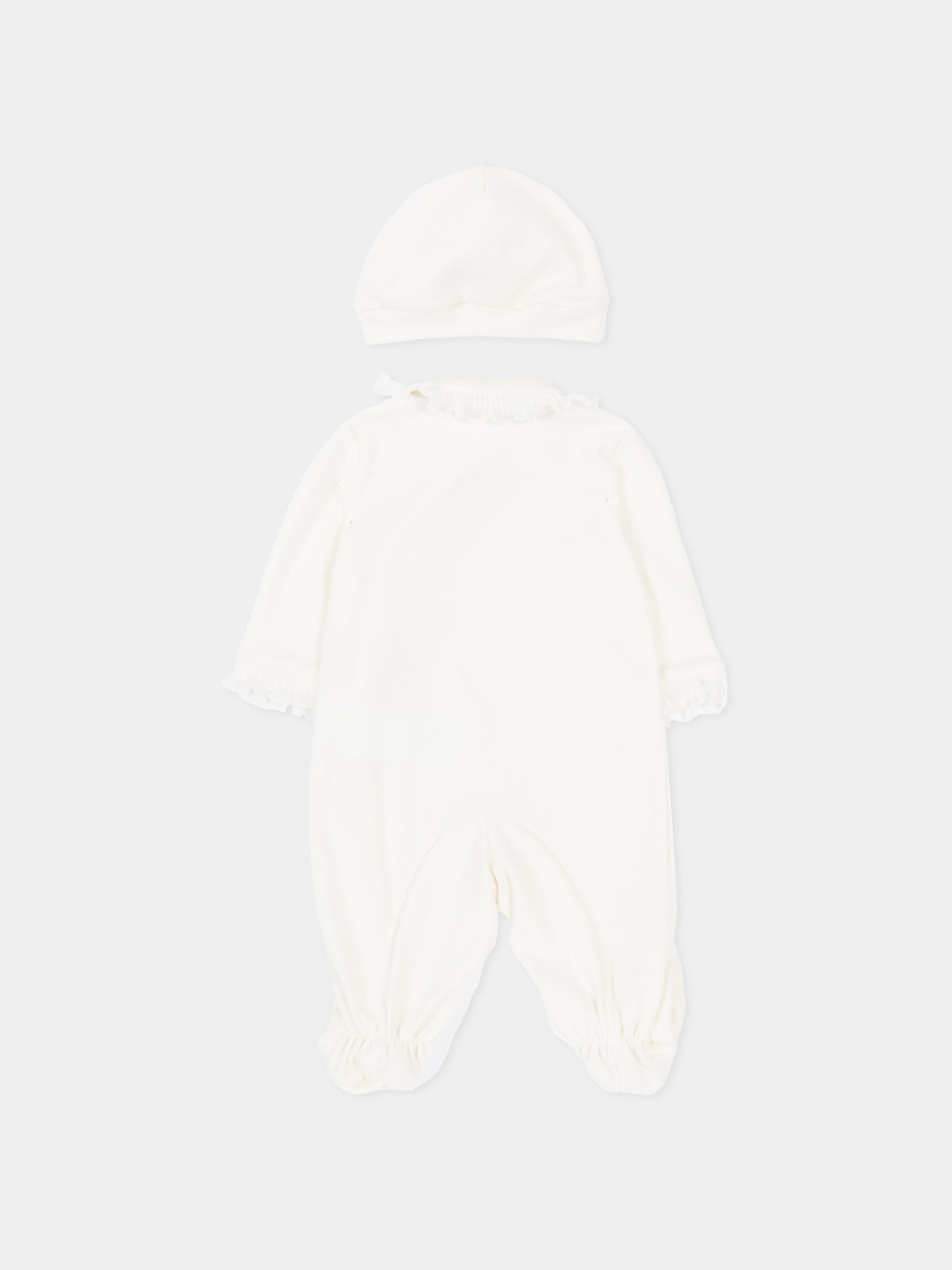 Set tutina bianco per neonata con fiori,Monnalisa,35G503 - 7010 - 0001