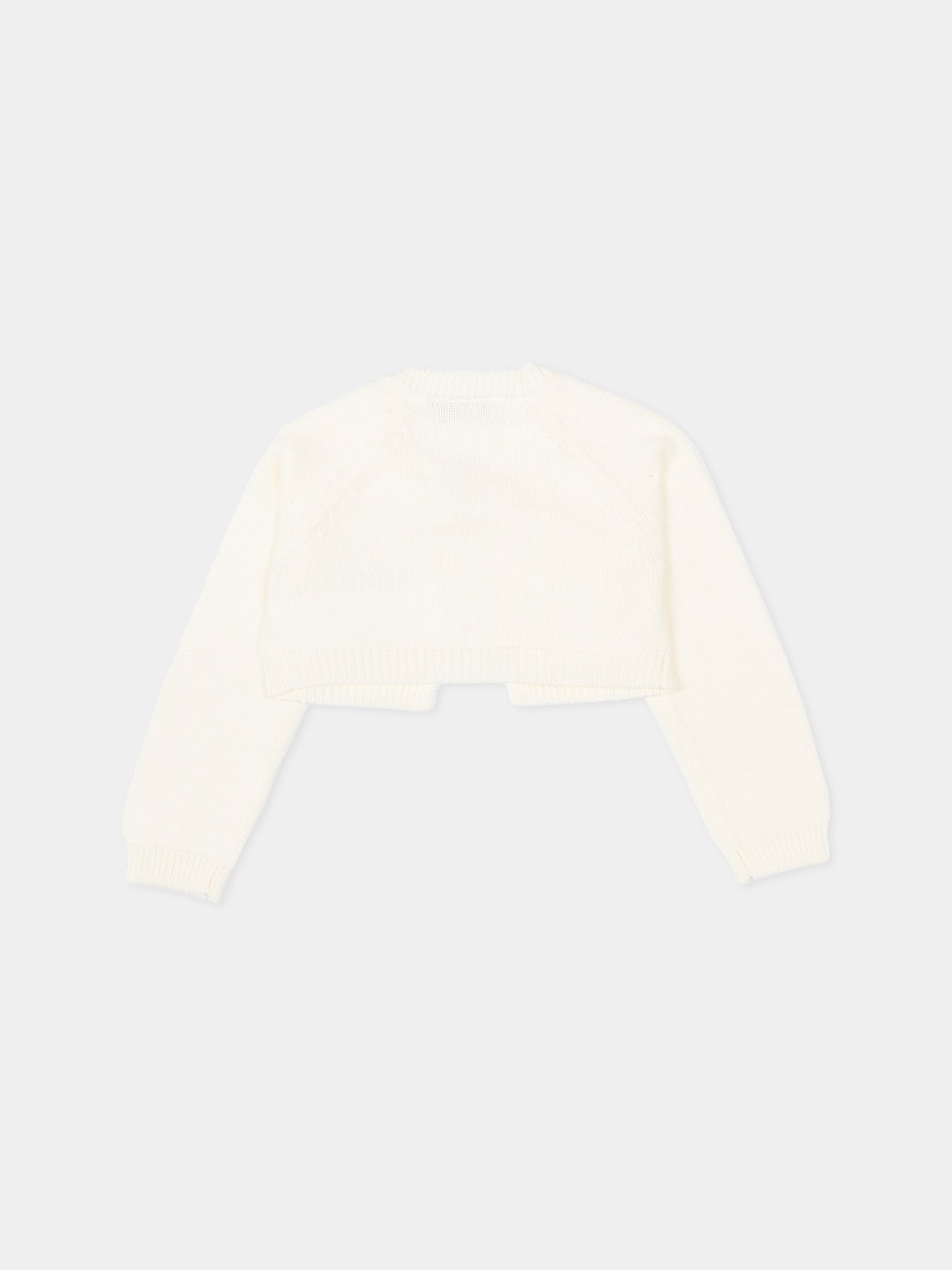 Cardigan bianco per neonata con fiocco,Monnalisa,73G800 - 7036 - 0001