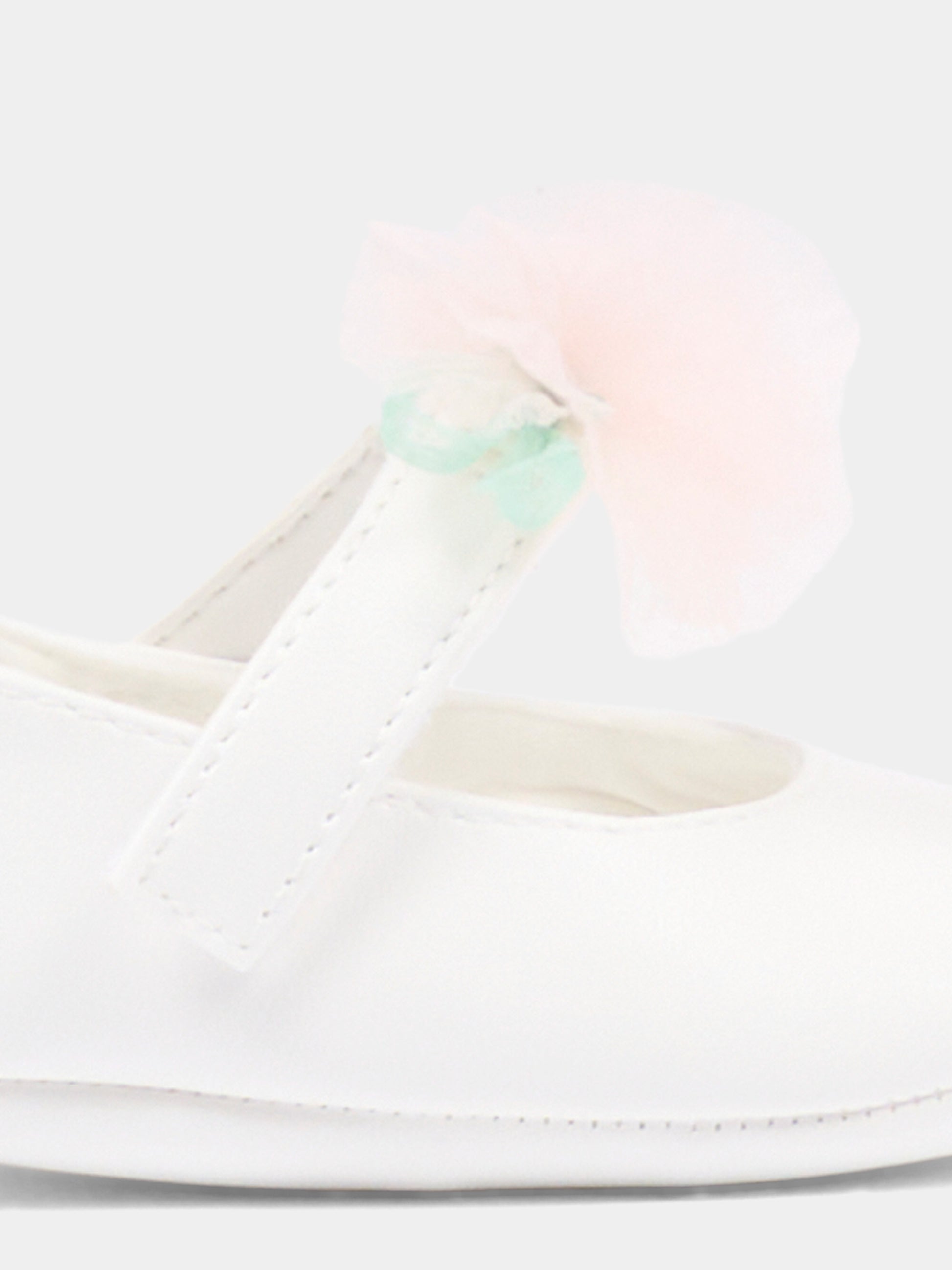 Ballerina bianca per neonata con applicazione floreale,Monnalisa,73G001 - 7768 - 0001