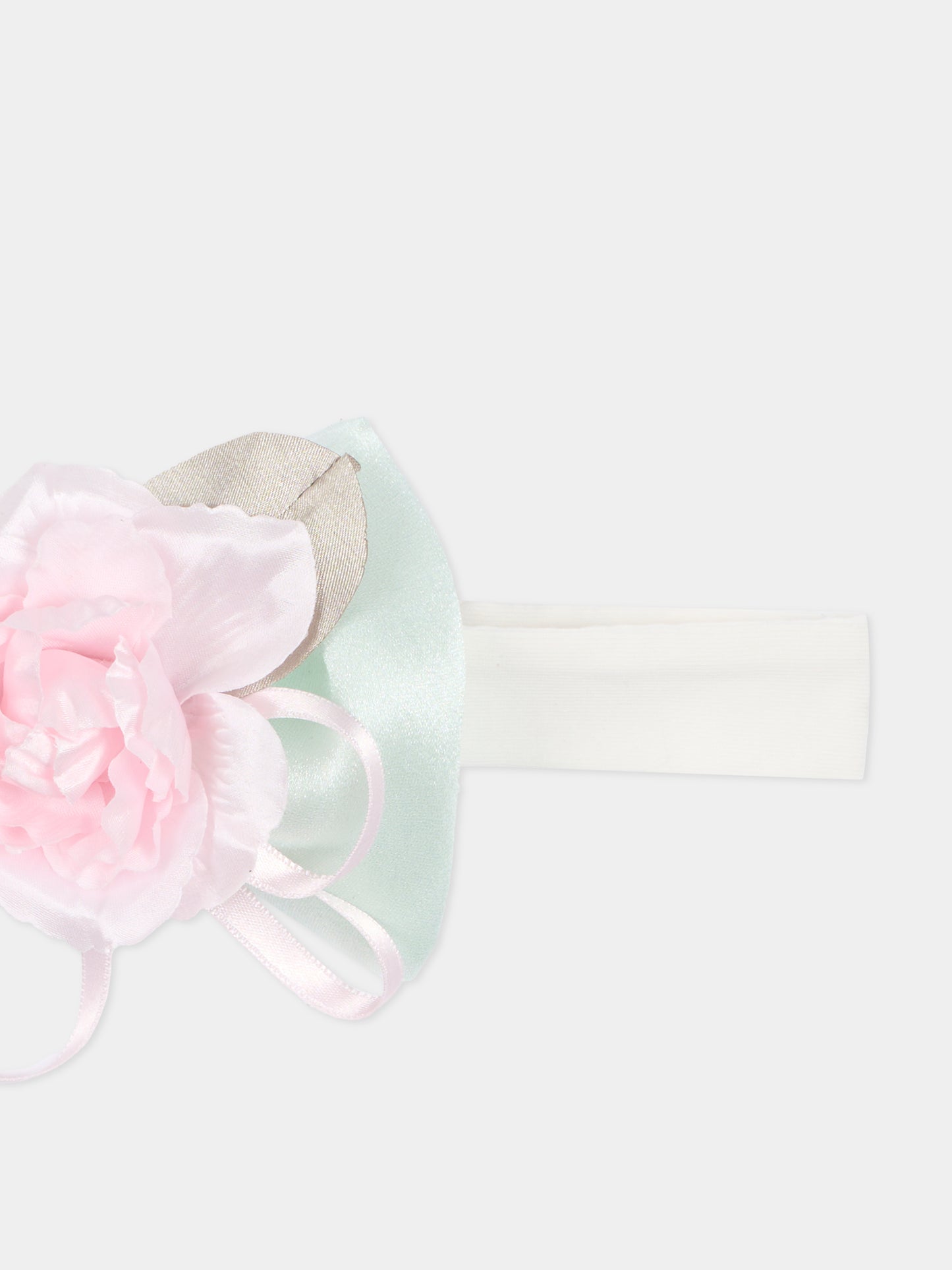 Fascia avorio per bambina con rosa,Monnalisa,73G005 - 7201 - 0120