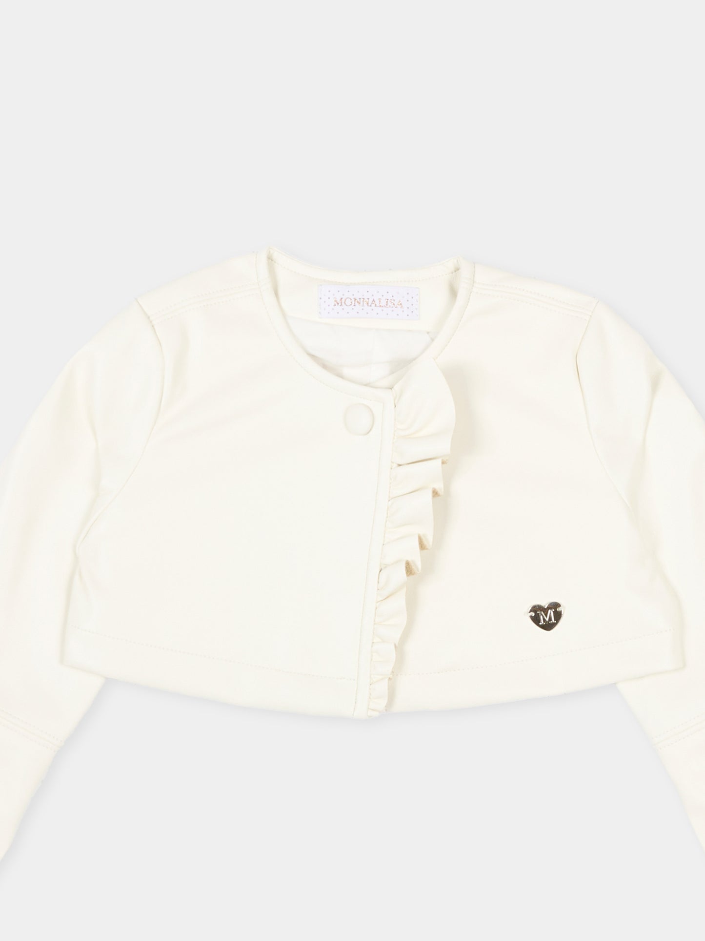 Giubbotto bianco in ecopelle per neonata con rouches,Monnalisa,73G100 - 7023 - 0001