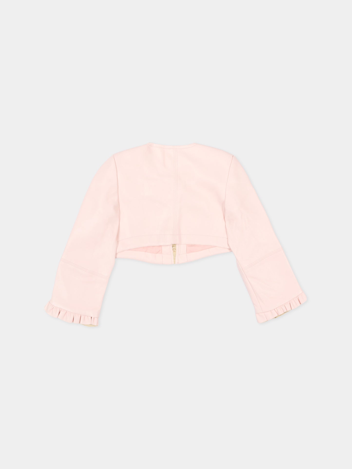 Giubbotto rosa per neonata con rouches,Monnalisa,73G100 - 7023 - 0091