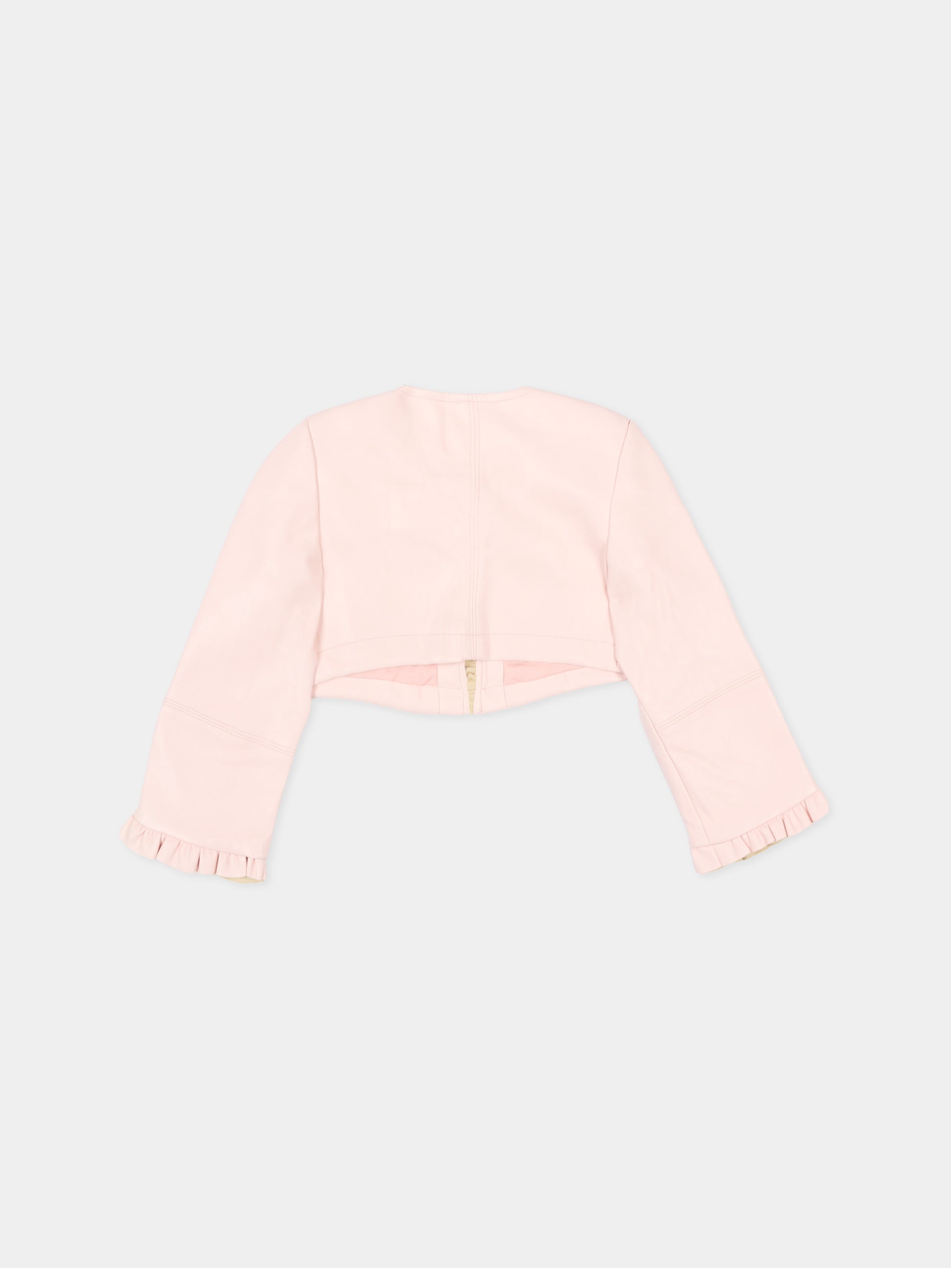 Giubbotto rosa per neonata con rouches,Monnalisa,73G100 - 7023 - 0091