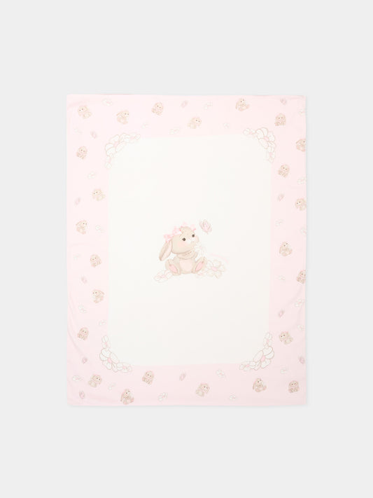 Coperta avorio per neonata con coniglietti,Monnalisa,35G011 - 7000 - 0190