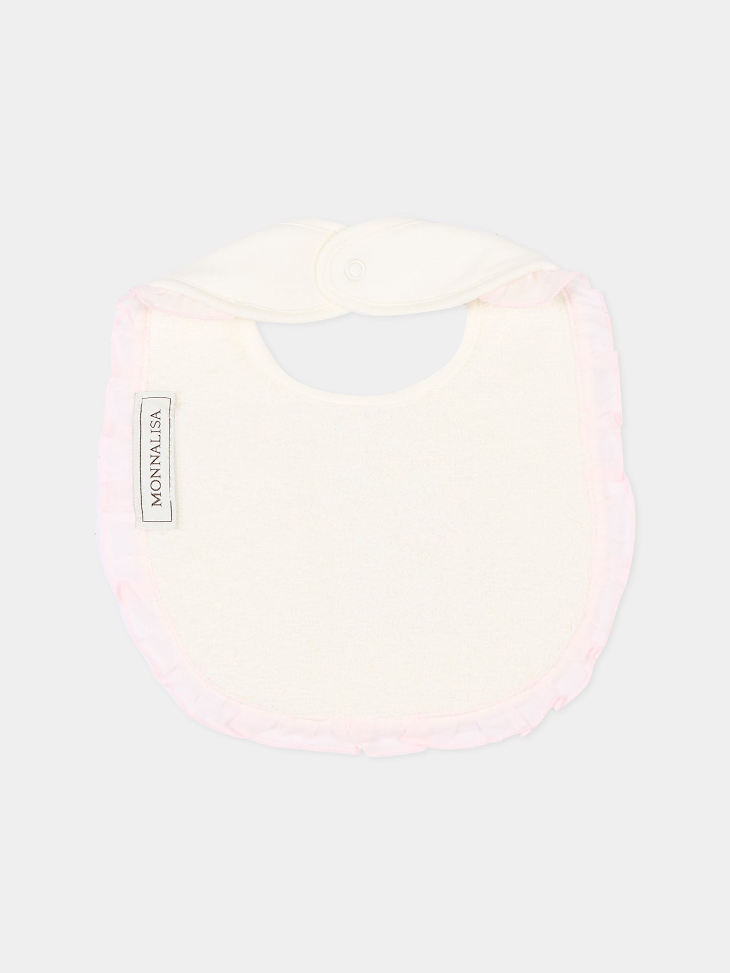 Bavaglino avorio per neonata con coniglio,Monnalisa,35G009 - 7000 - 0001