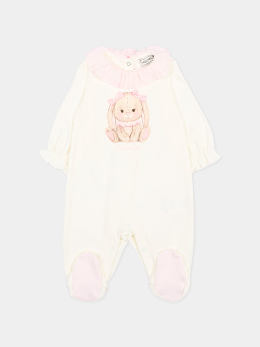 Tutina avorio per neonata con coniglio,Monnalisa,35G204 - 7000 - 0190