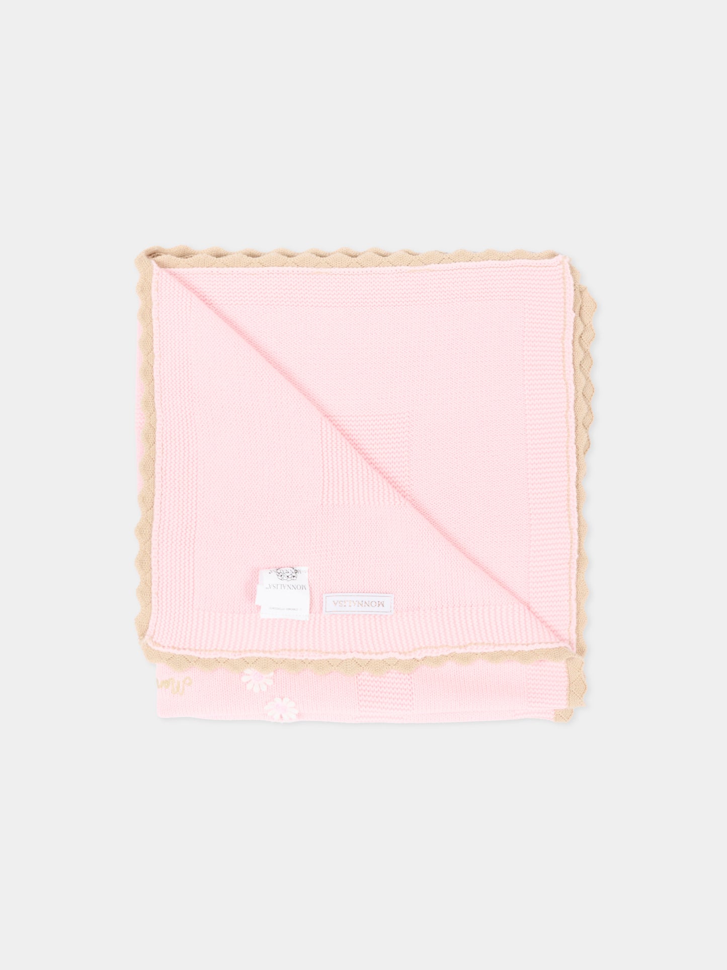Coperta rosa per neonata con logo,Monnalisa,35G005 - 7040 - 0090