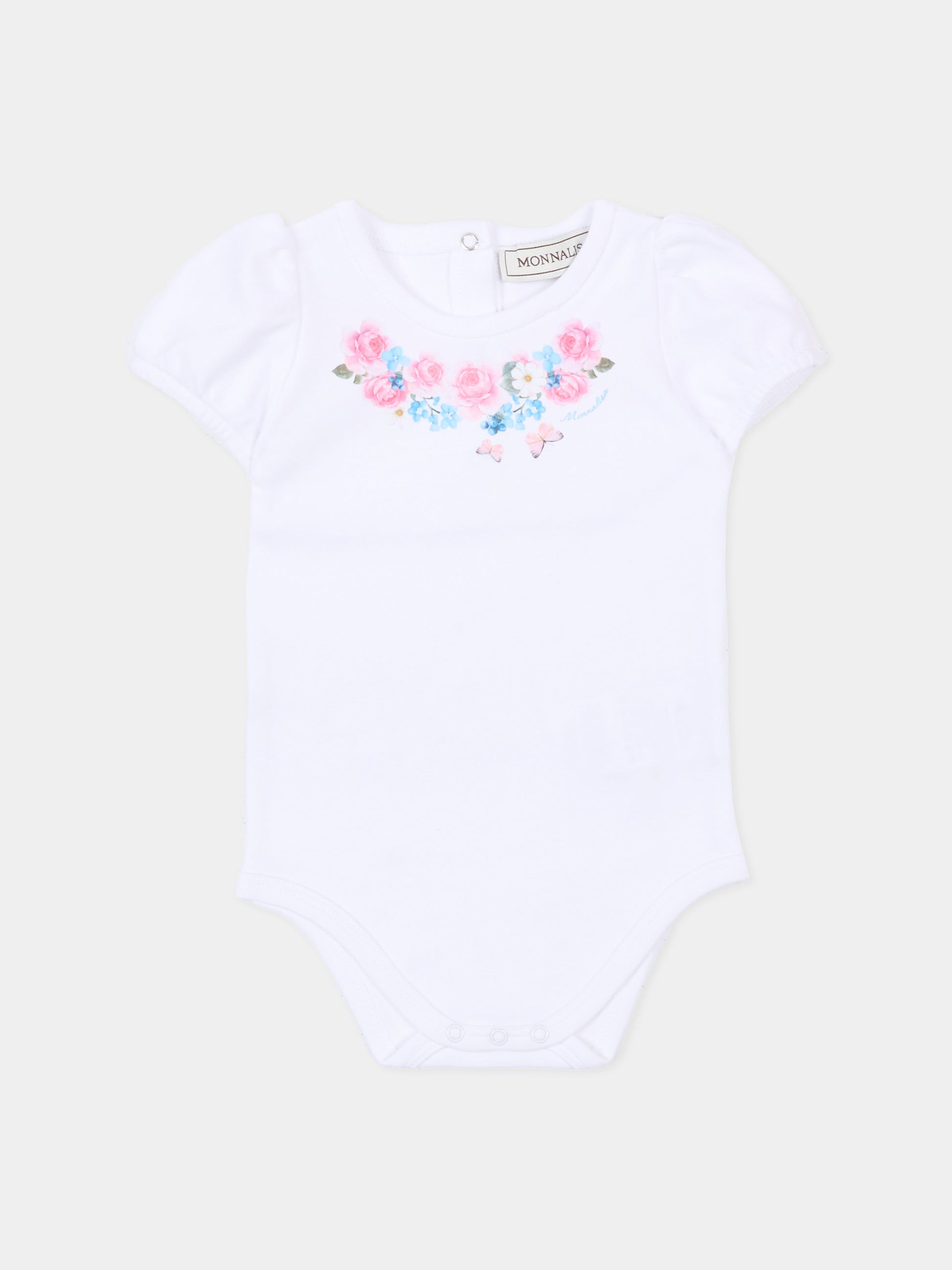 Completo rosa per neonata con stampa floreale,Monnalisa,35G507 - 7000 - 9990