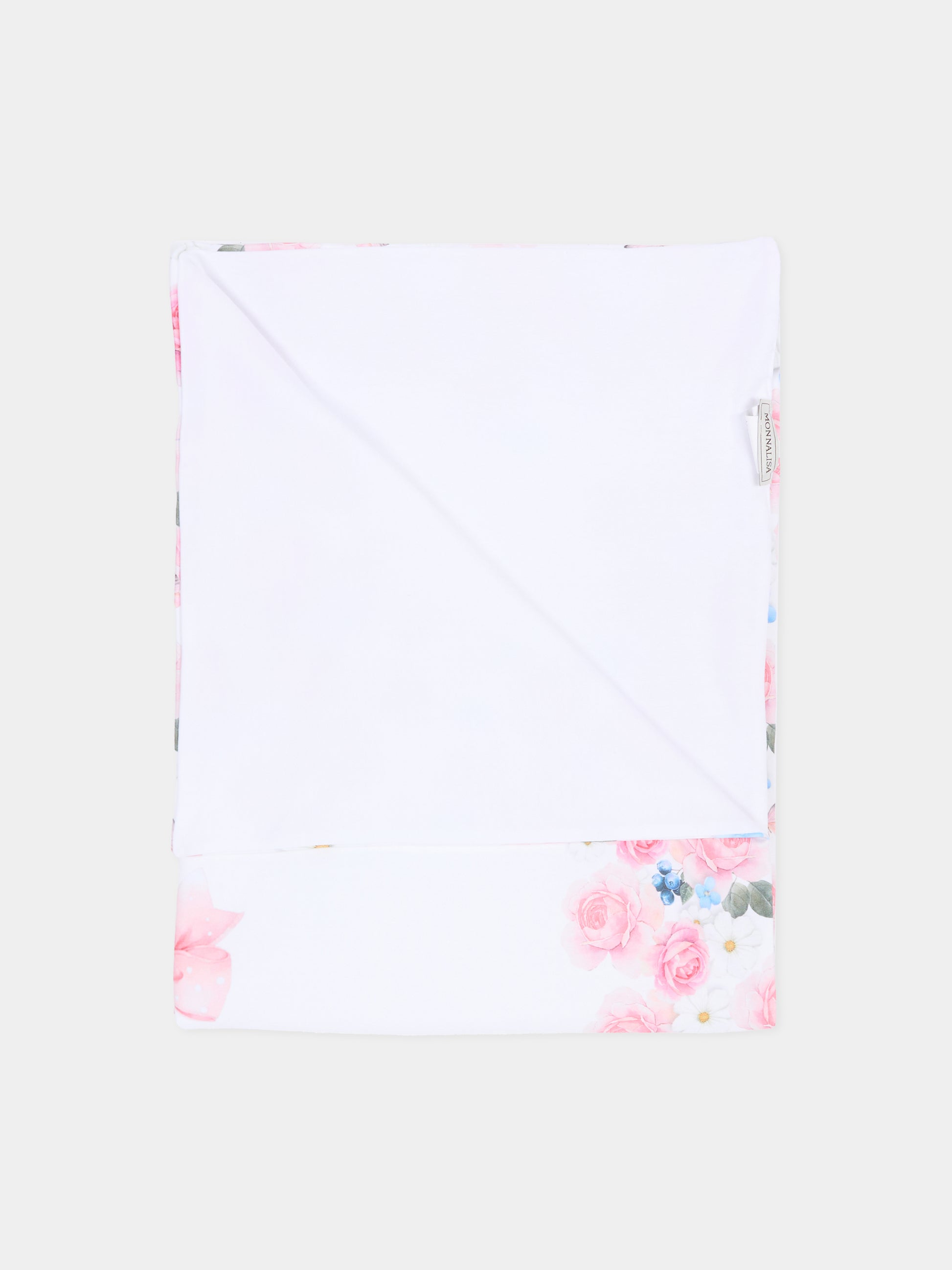 Coperta bianca per neonata con stampa floreale,Monnalisa,35G002 - 7000 - 9984