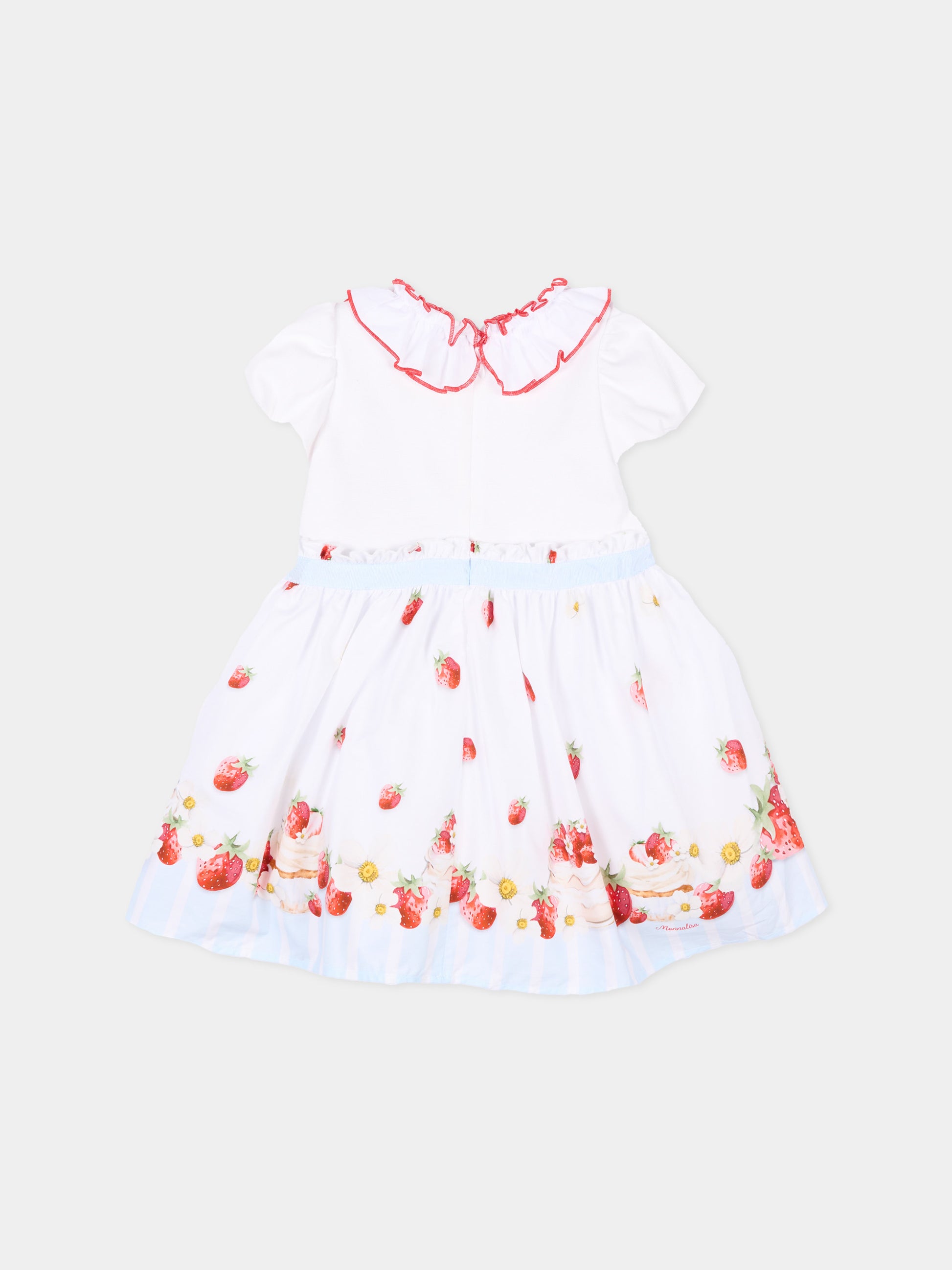 Abito elegante bianco per neonata con fragole,Monnalisa,31G919 - 7642 - 9944