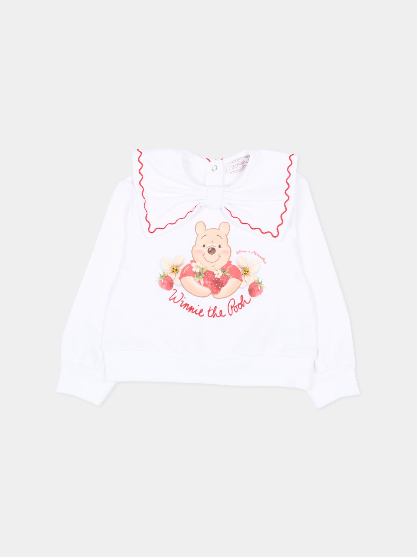 Felpa bianca per neonata con Winnie the Pooh,Monnalisa,39G614 - 7007 - 0099