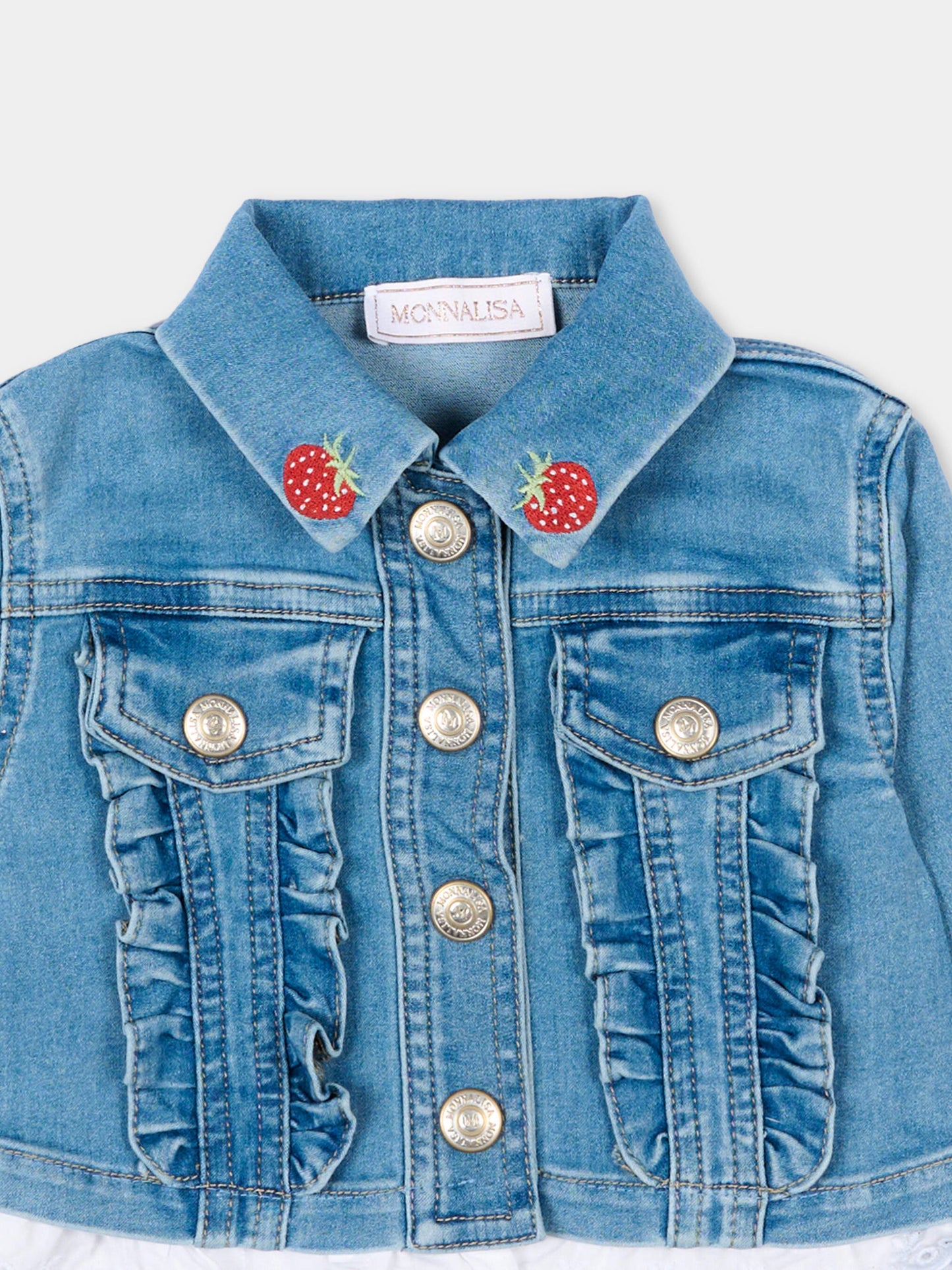 Giubbotto denim per neonata con Winnie Pooh,Monnalisa,39G103 - 7017 - 0062