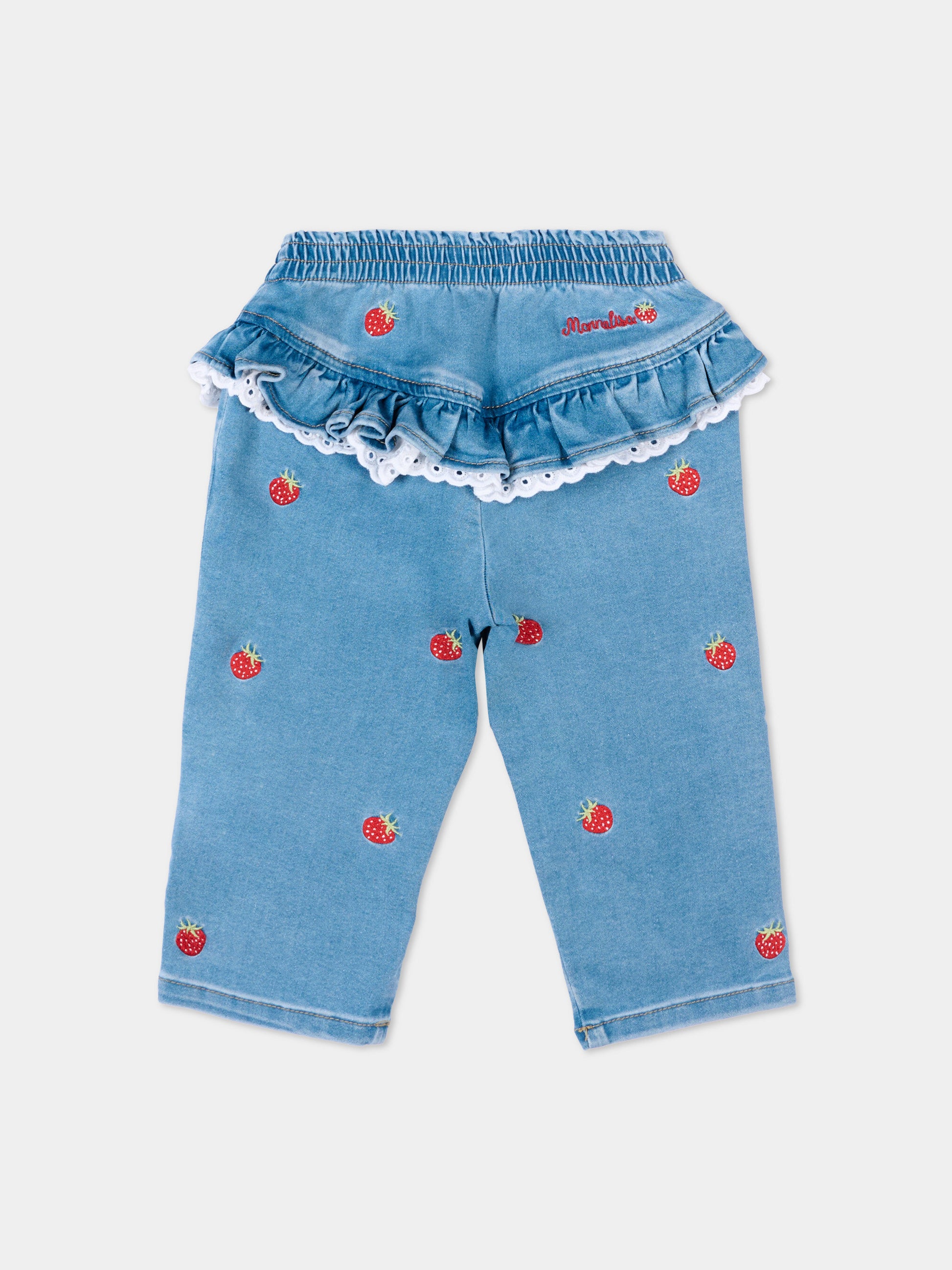 Jeans denim per neonata con fragole,Monnalisa,39G410 - 7017 - 0062