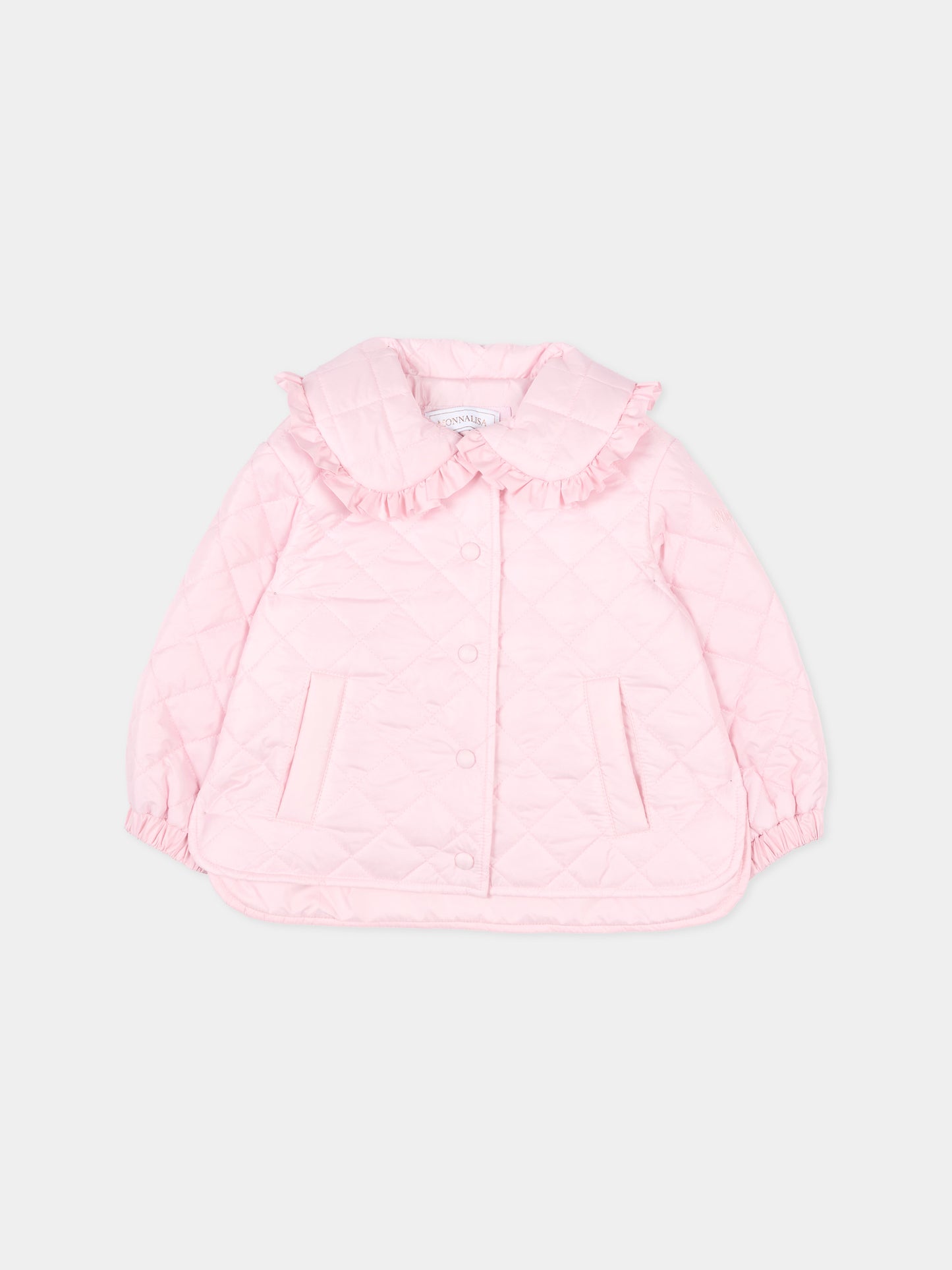 Piumino rosa per neonata trapuntato,Monnalisa,37G102 - 7027 - 0090