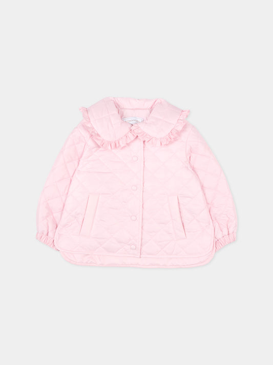 Piumino rosa per neonata trapuntato,Monnalisa,37G102 - 7027 - 0090