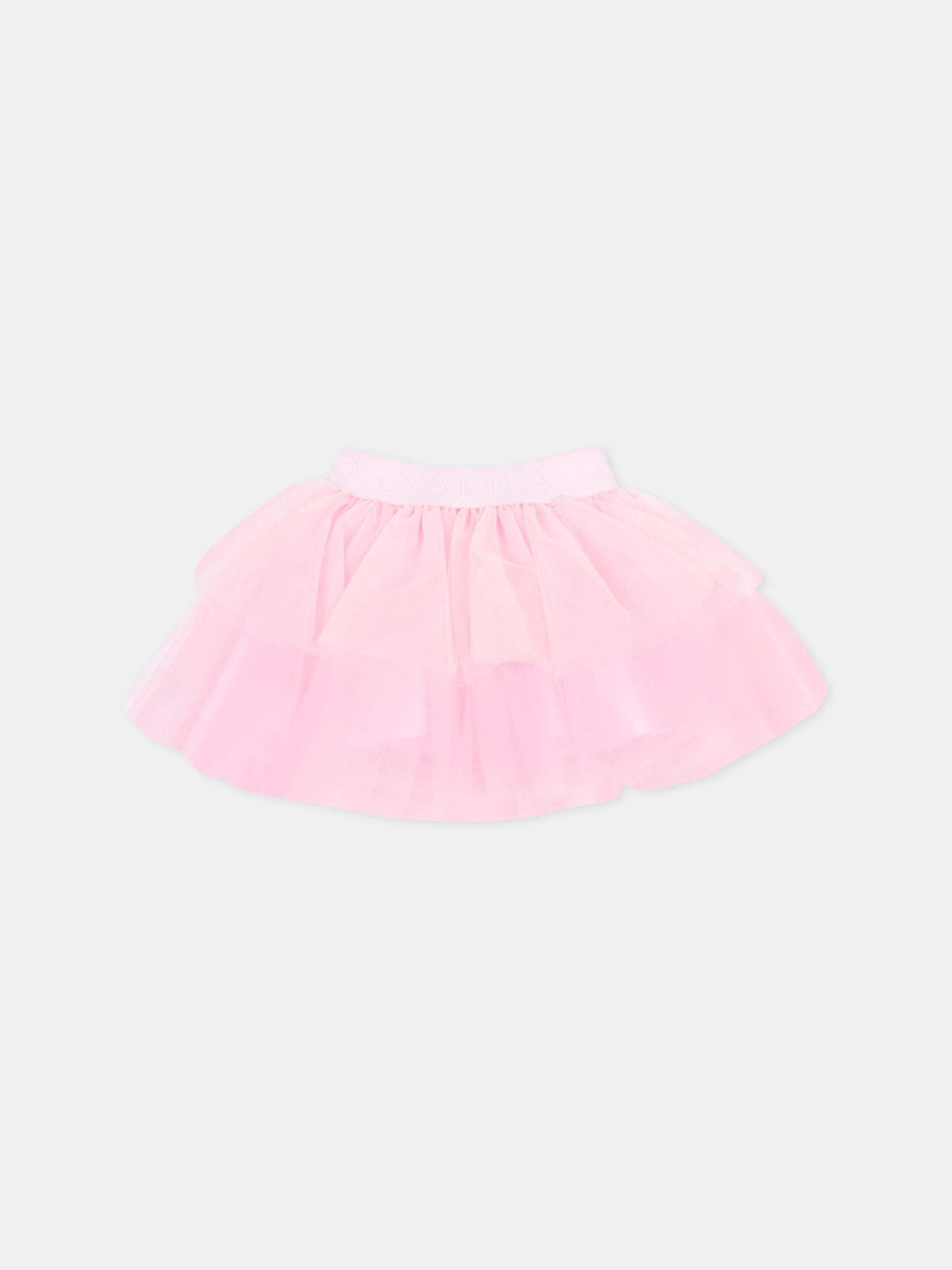 Gonna rosa per neonata con logo,Monnalisa,37GGON - T9945 - 092C