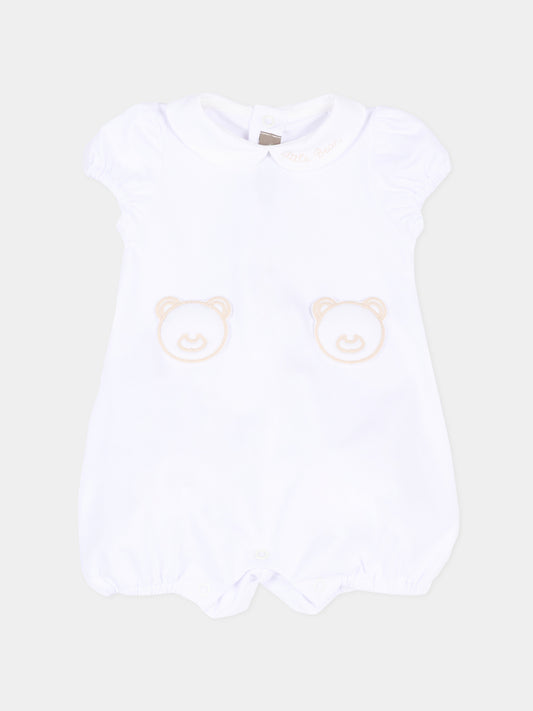 Pagliaccetto bianco per neonato con orsetti,Little Bear,3072 BCO/CORDA
