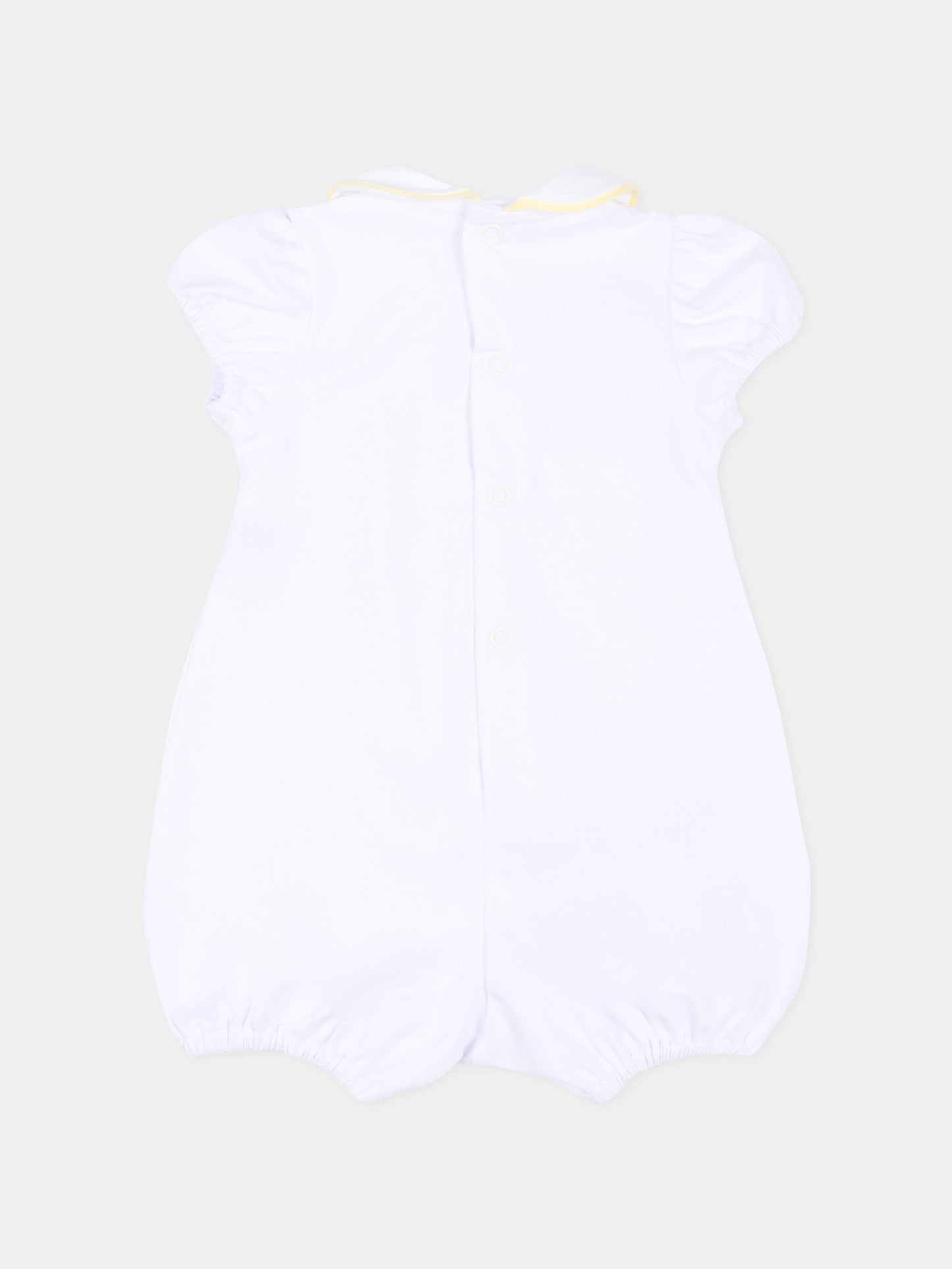 Pagliaccetto bianco per neonati con profili gialli,Little Bear,3078 BCO/GIALLO