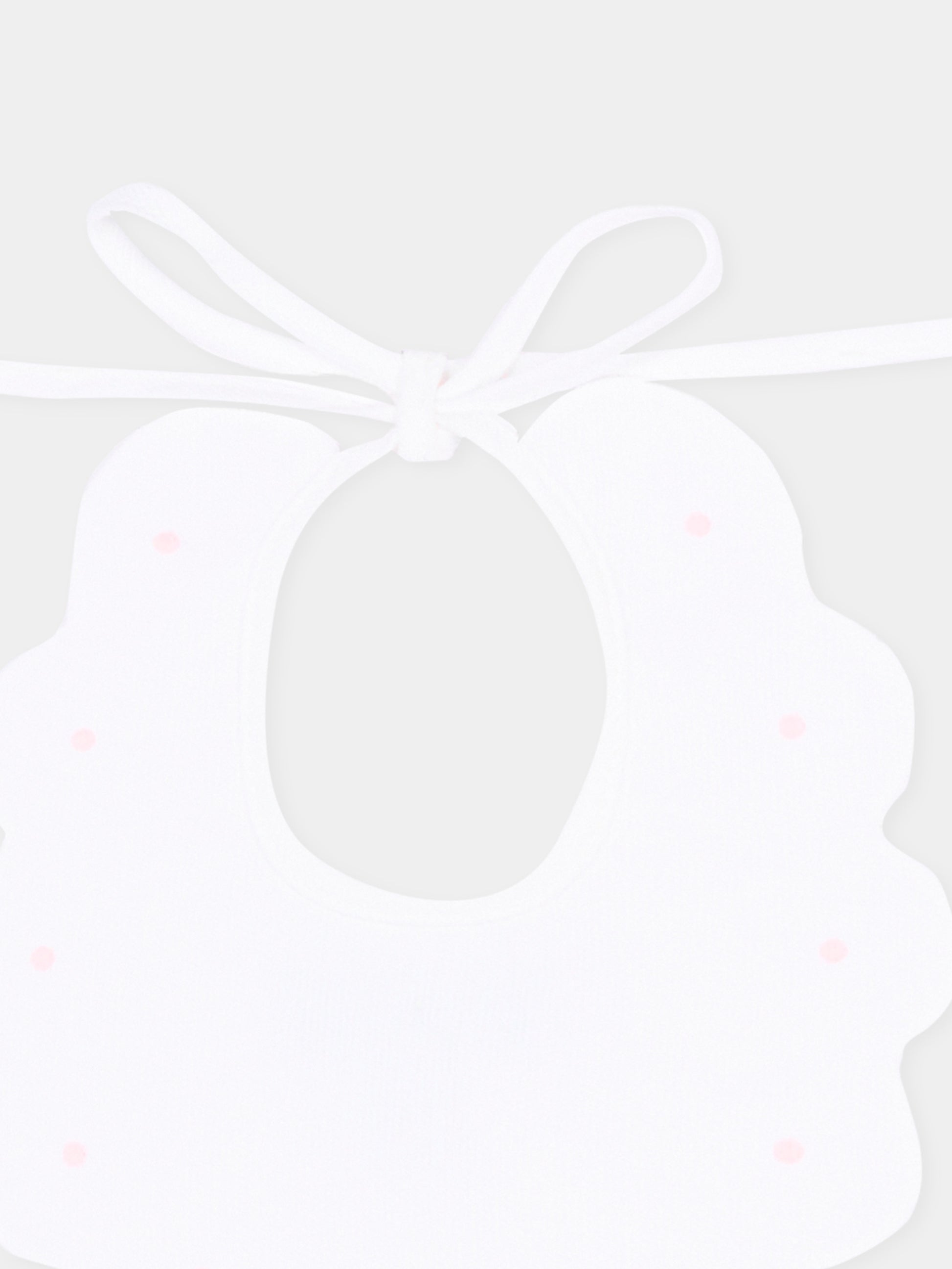 Bavaglino bianco per neonata con pois rosa,Little Bear,2042 BCO/ROSA