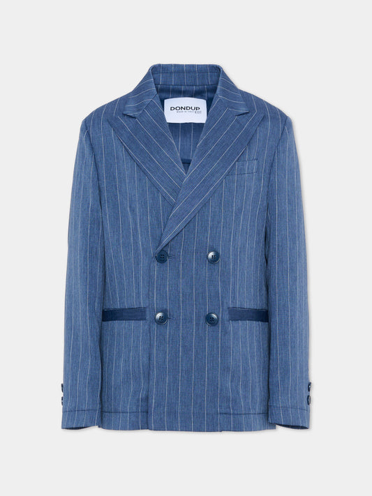 Giacche azzurra per bambino gessata,Dondup Kids,DMGC028 0 TV117 4019