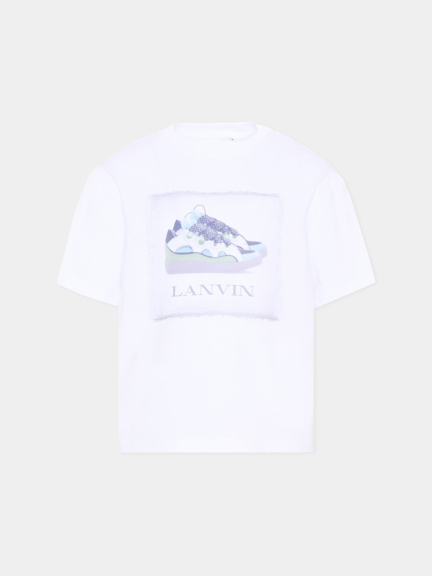 T-Shirt bianca per bambino con stampa sneakers,Lanvin Petite,N30359 10P