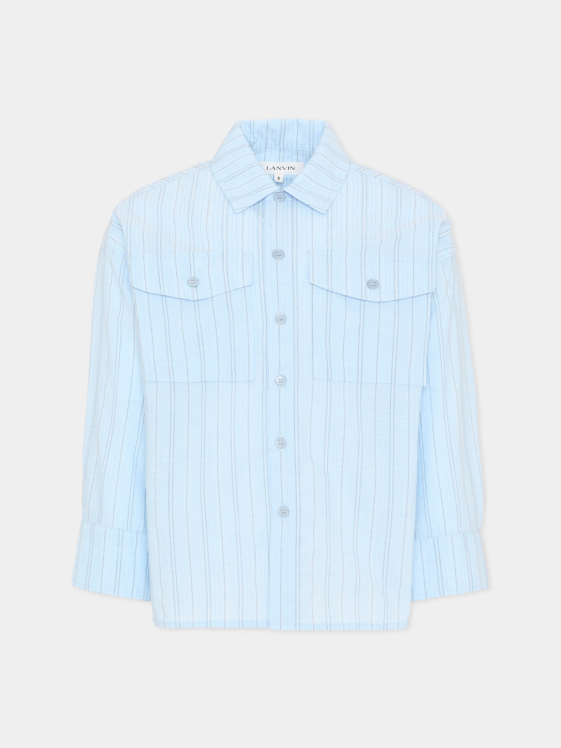 Camicia celeste per bambino a righe,Lanvin Petite,N30365 79L