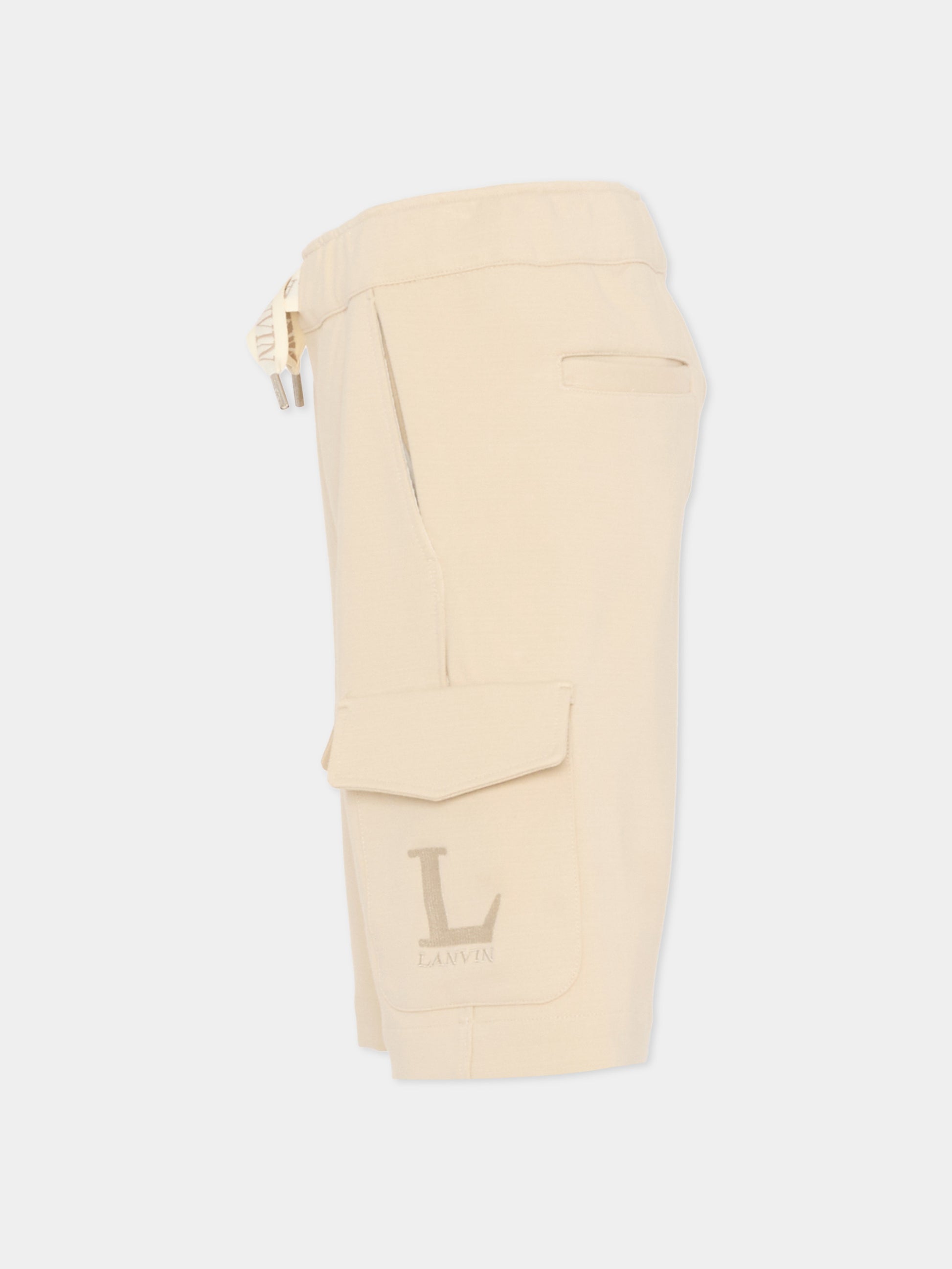 Shorts beige per bambino con logo,Lanvin Petite,N30377 180